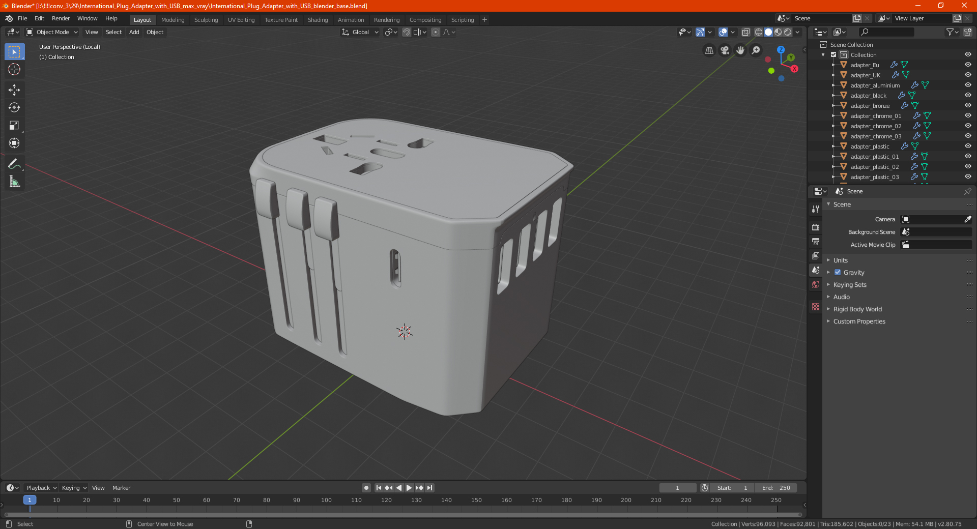 3D model International Plug Adapter with USB