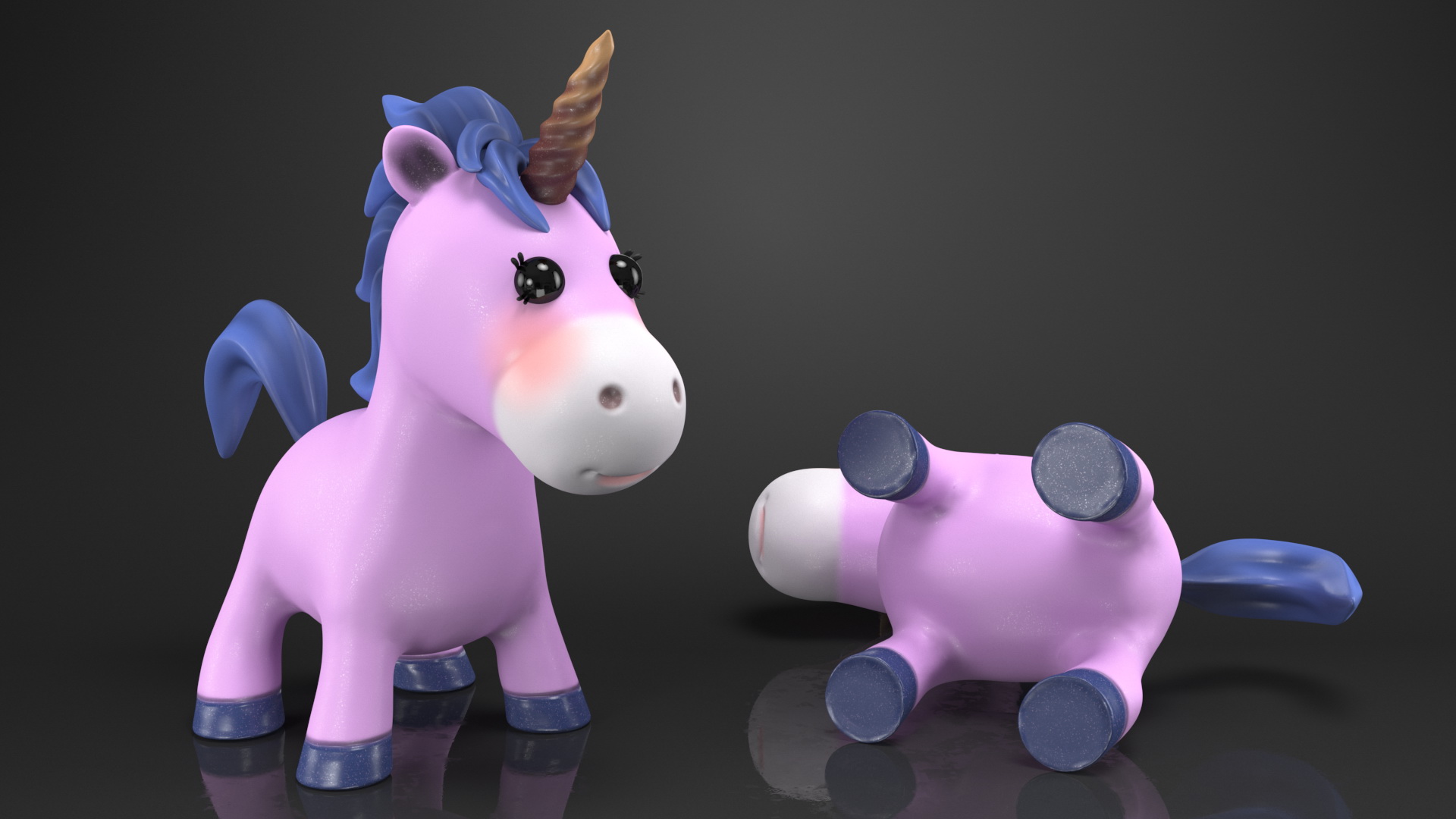 Cartoon Unicorn Set 3D model