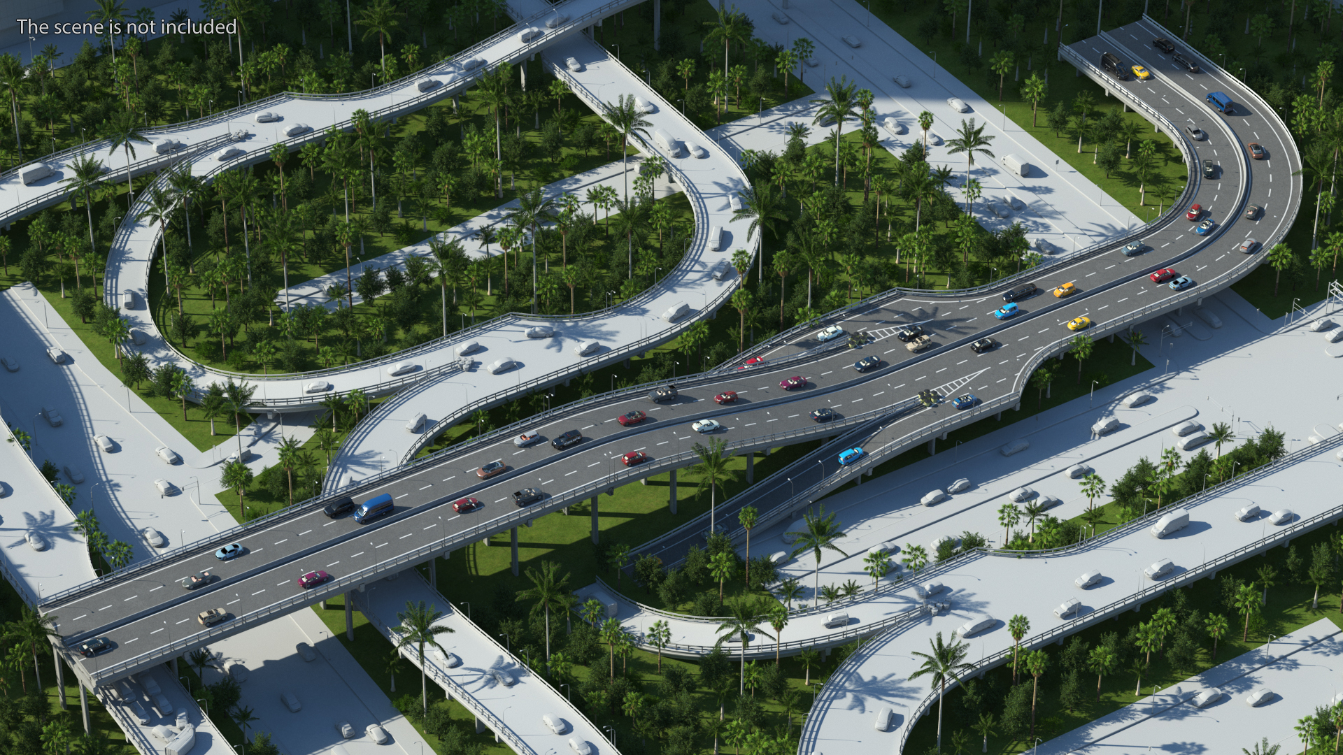 Connectable Highway Road Elements Entrance Ramp 3D