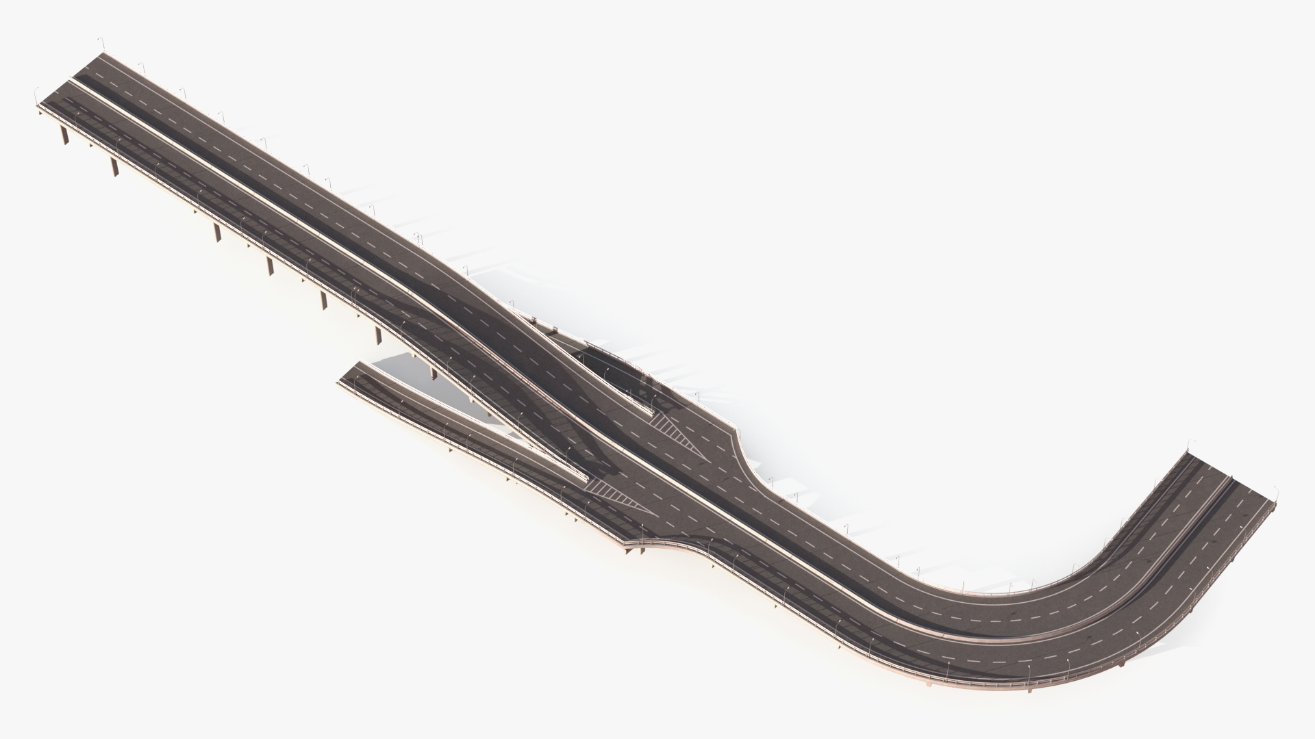 Connectable Highway Road Elements Entrance Ramp 3D