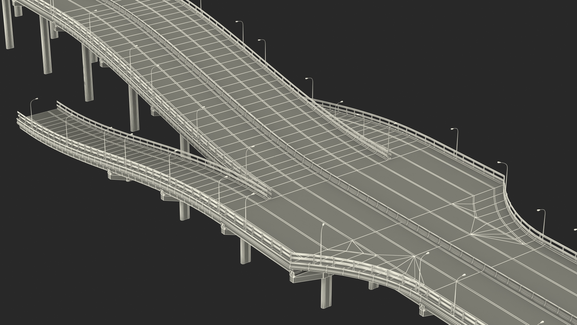 Connectable Highway Road Elements Entrance Ramp 3D