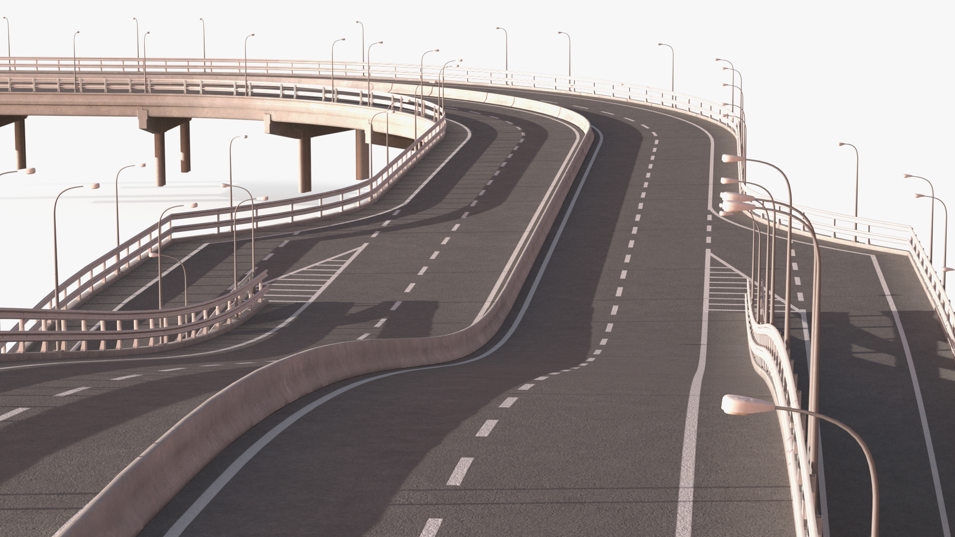 Connectable Highway Road Elements Entrance Ramp 3D