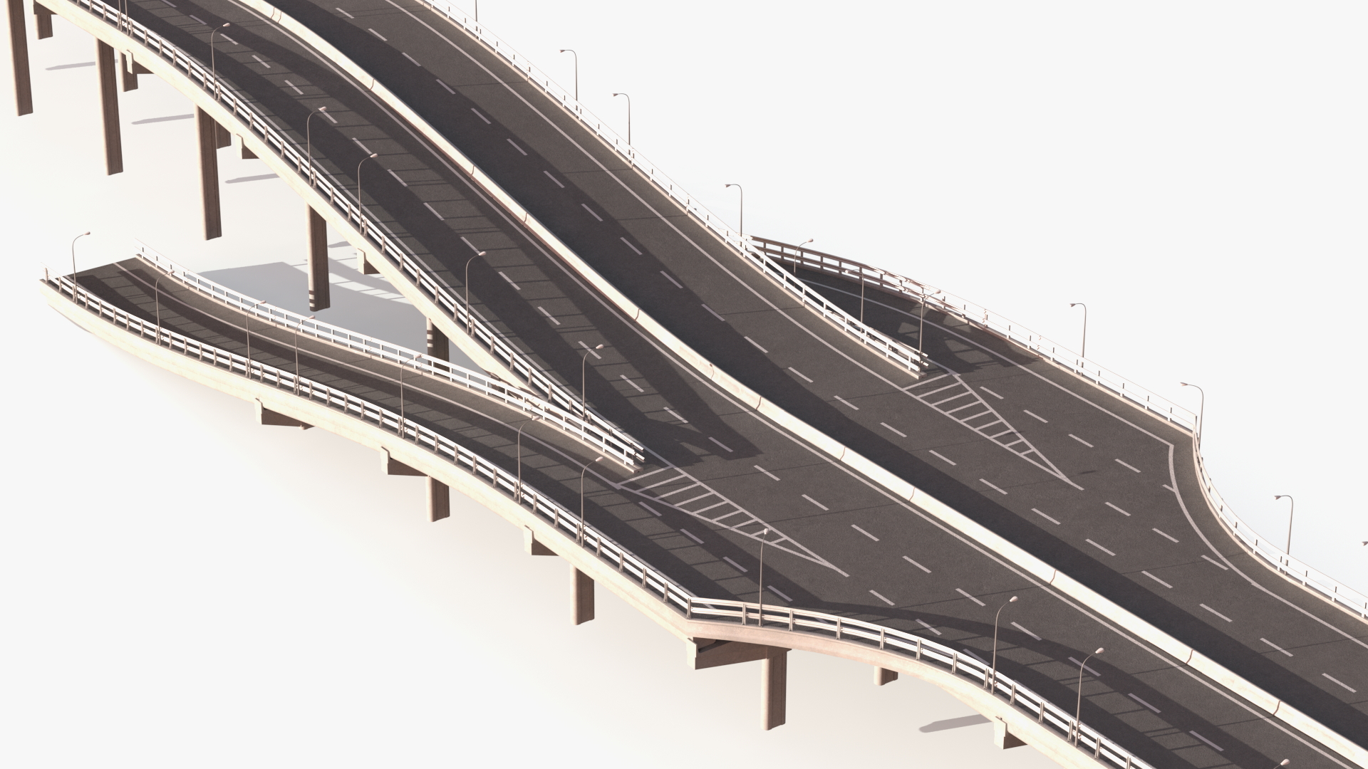 Connectable Highway Road Elements Entrance Ramp 3D