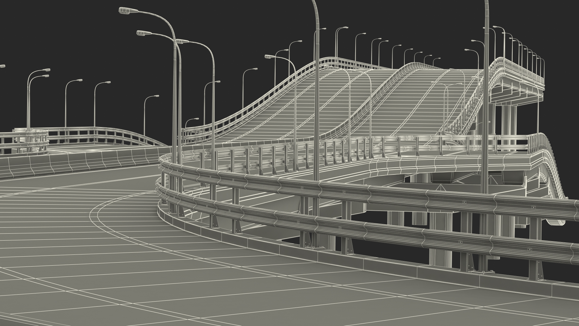 Connectable Highway Road Elements Entrance Ramp 3D