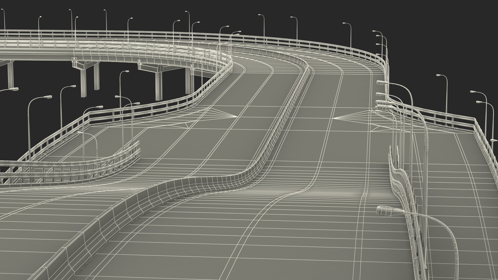 Connectable Highway Road Elements Entrance Ramp 3D