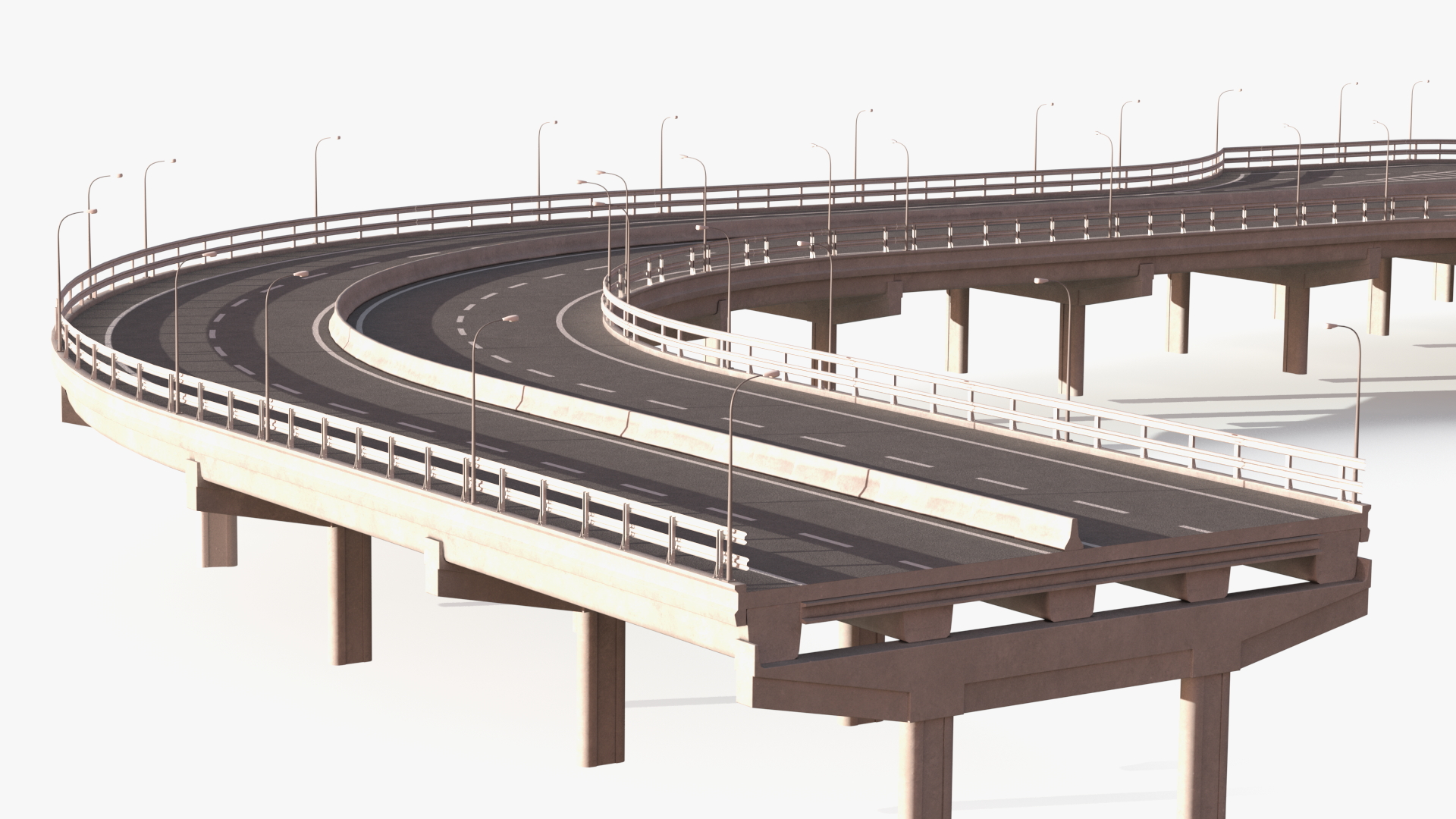 Connectable Highway Road Elements Entrance Ramp 3D