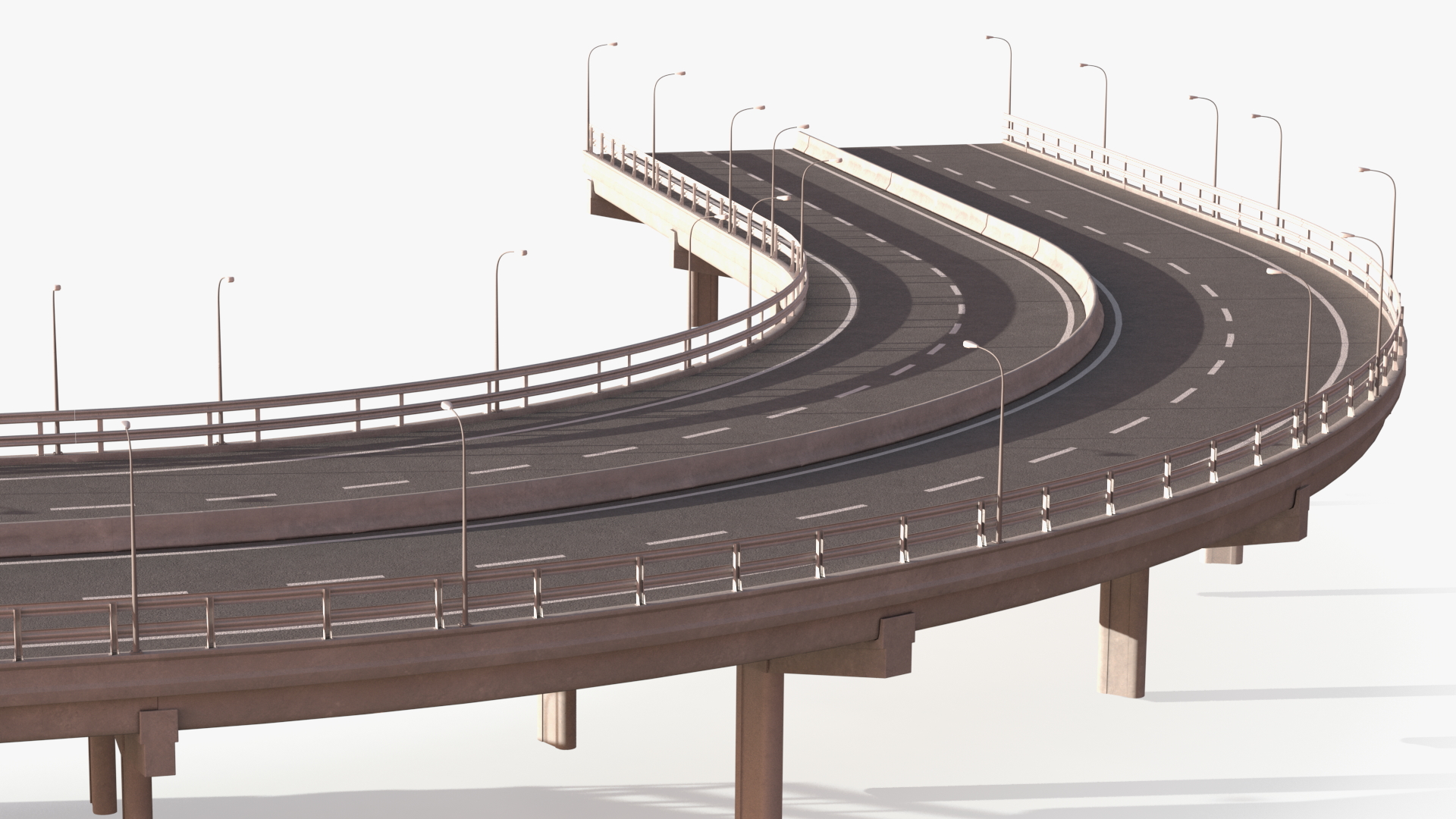 Connectable Highway Road Elements Entrance Ramp 3D