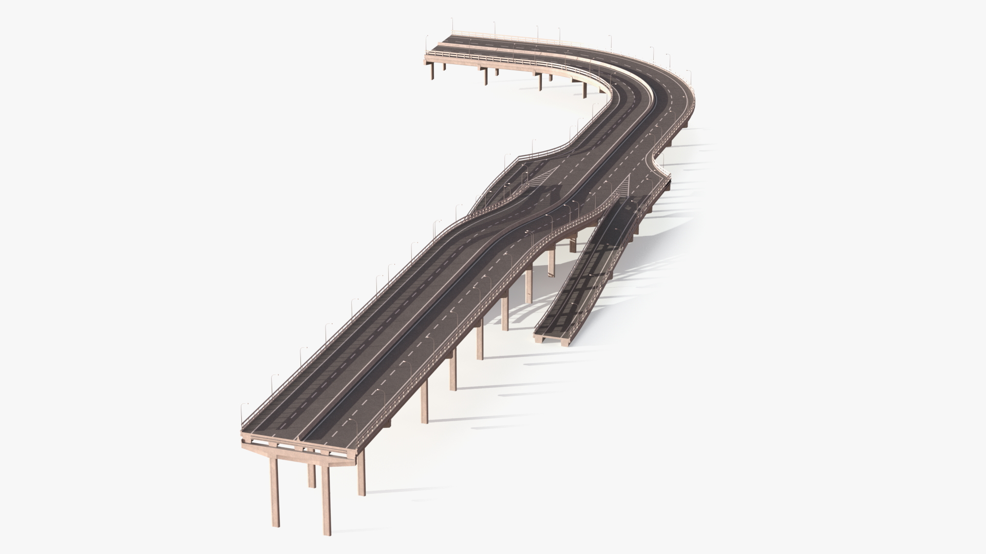 Connectable Highway Road Elements Entrance Ramp 3D