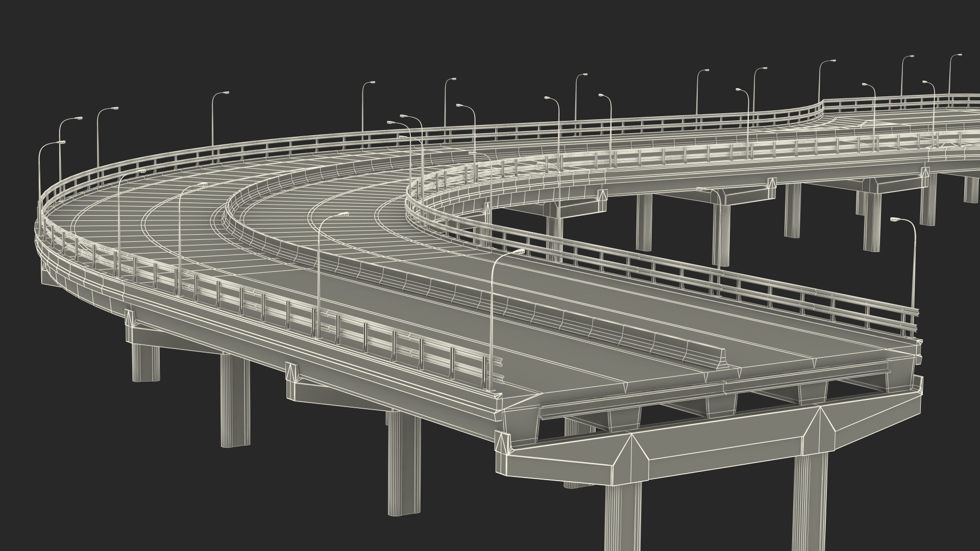 Connectable Highway Road Elements Entrance Ramp 3D