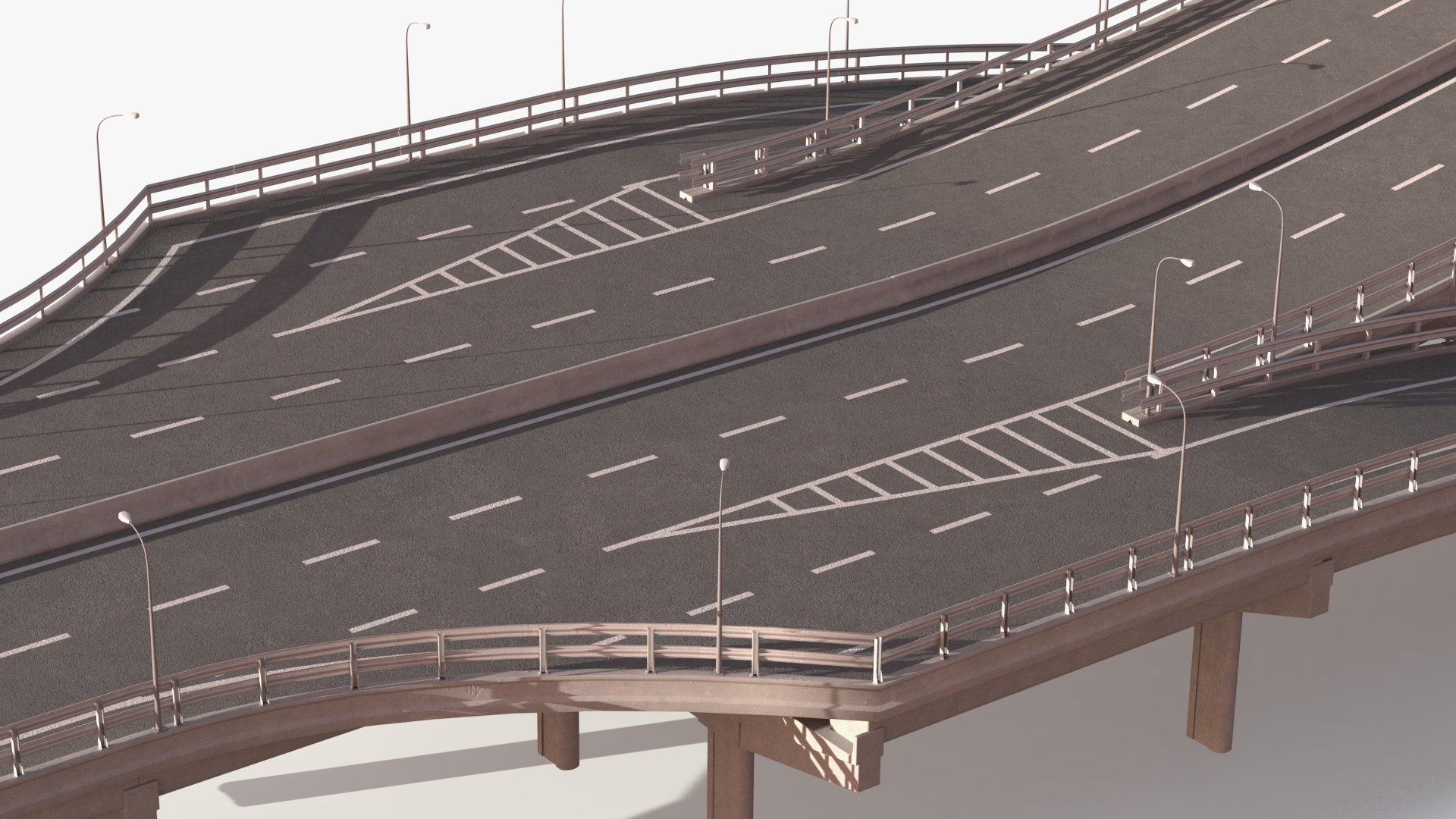 Connectable Highway Road Elements Entrance Ramp 3D