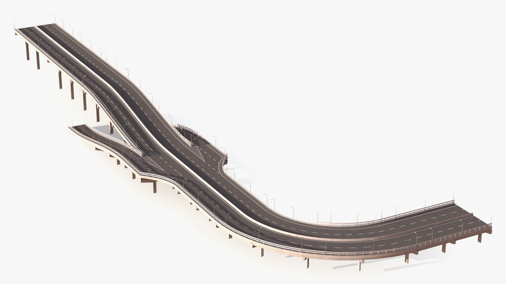 Connectable Highway Road Elements Entrance Ramp 3D