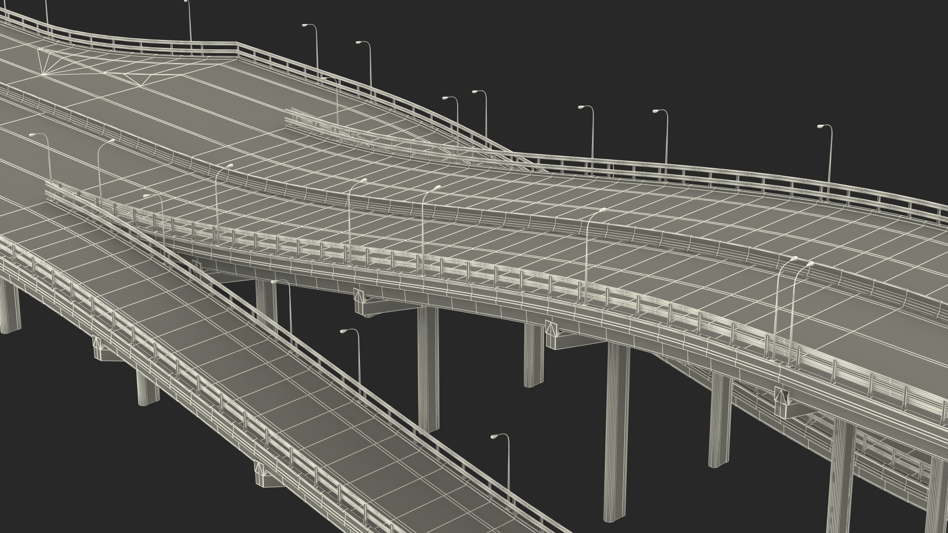 Connectable Highway Road Elements Entrance Ramp 3D