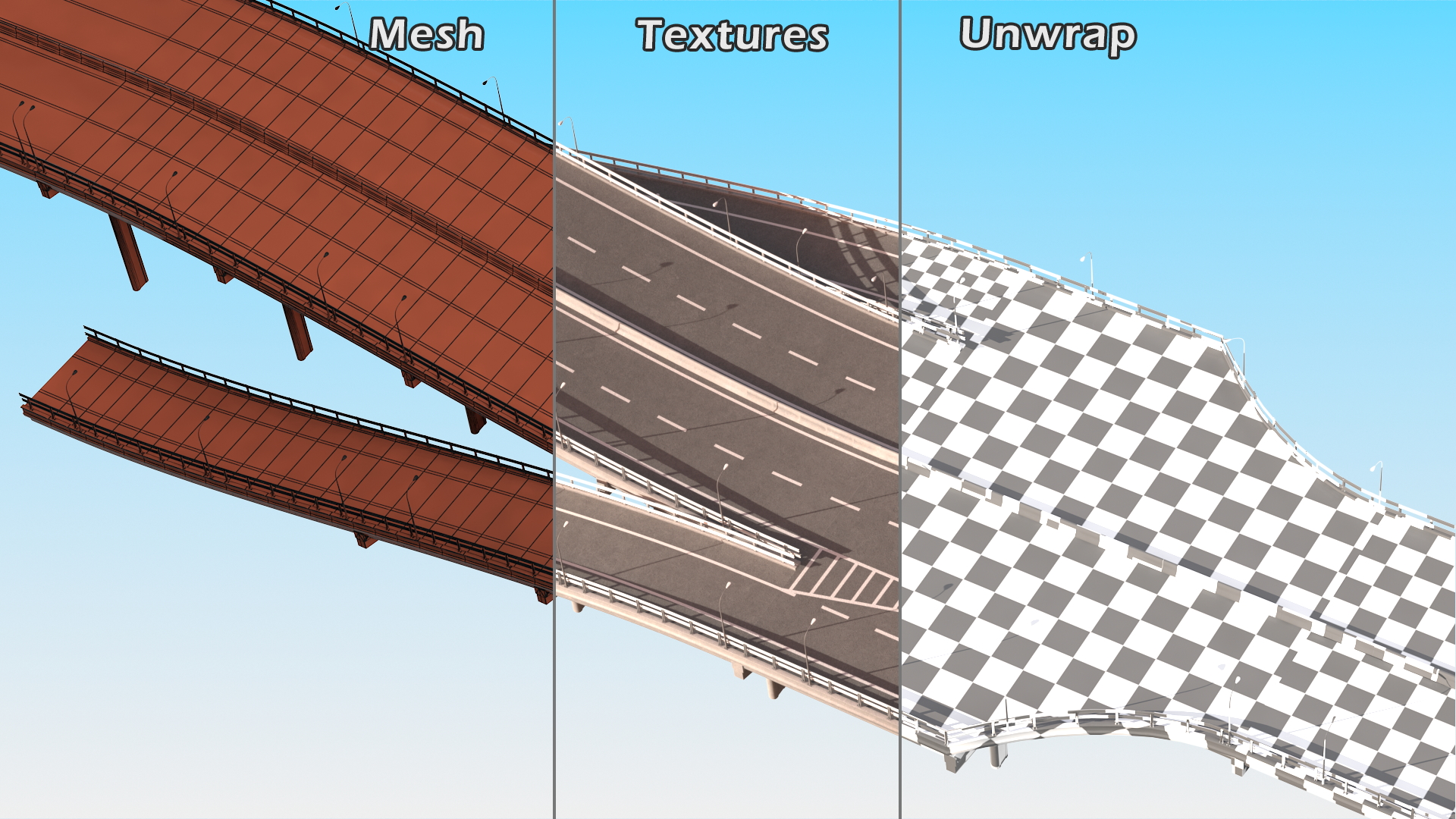 Connectable Highway Road Elements Entrance Ramp 3D