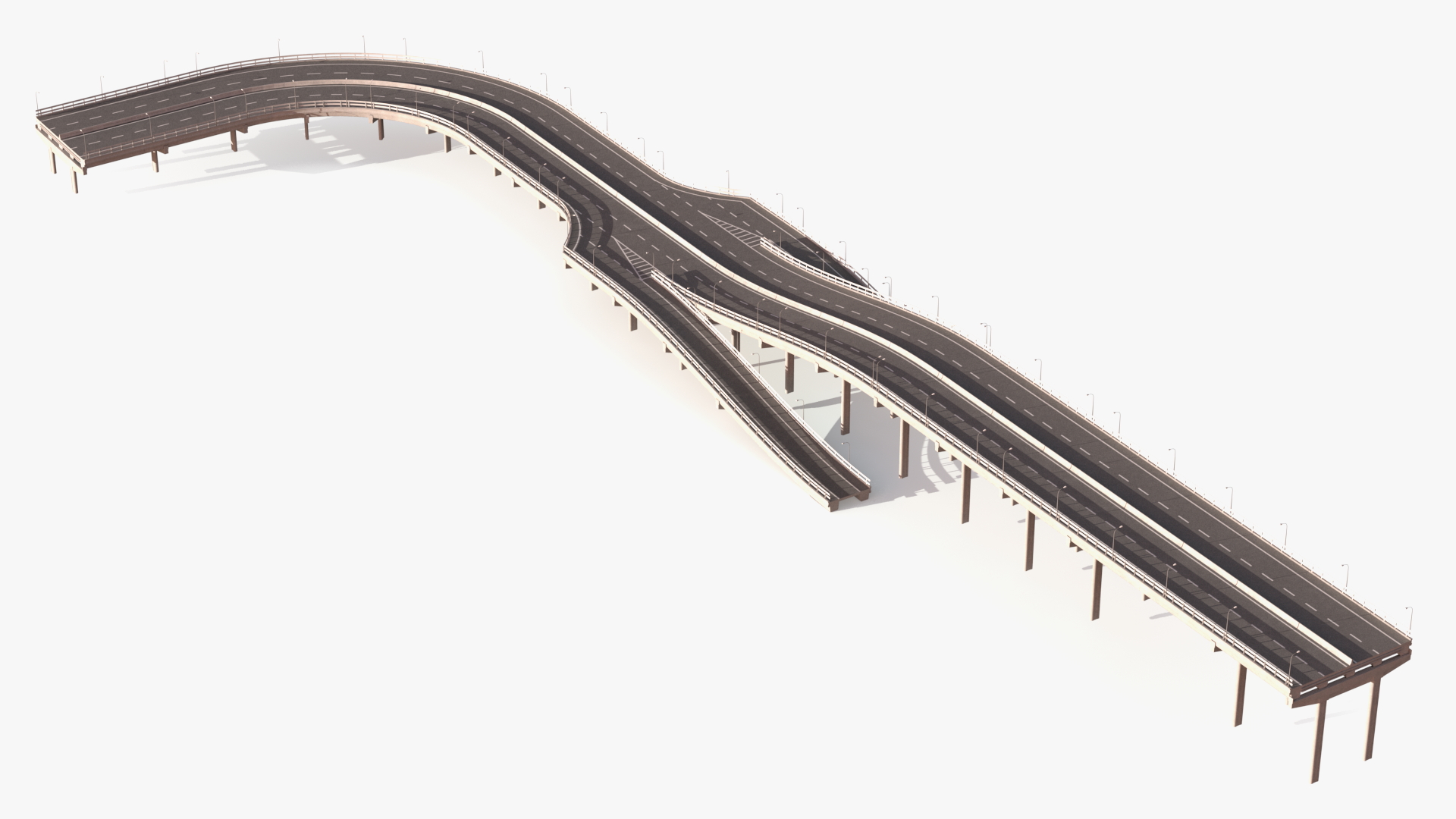 Connectable Highway Road Elements Entrance Ramp 3D