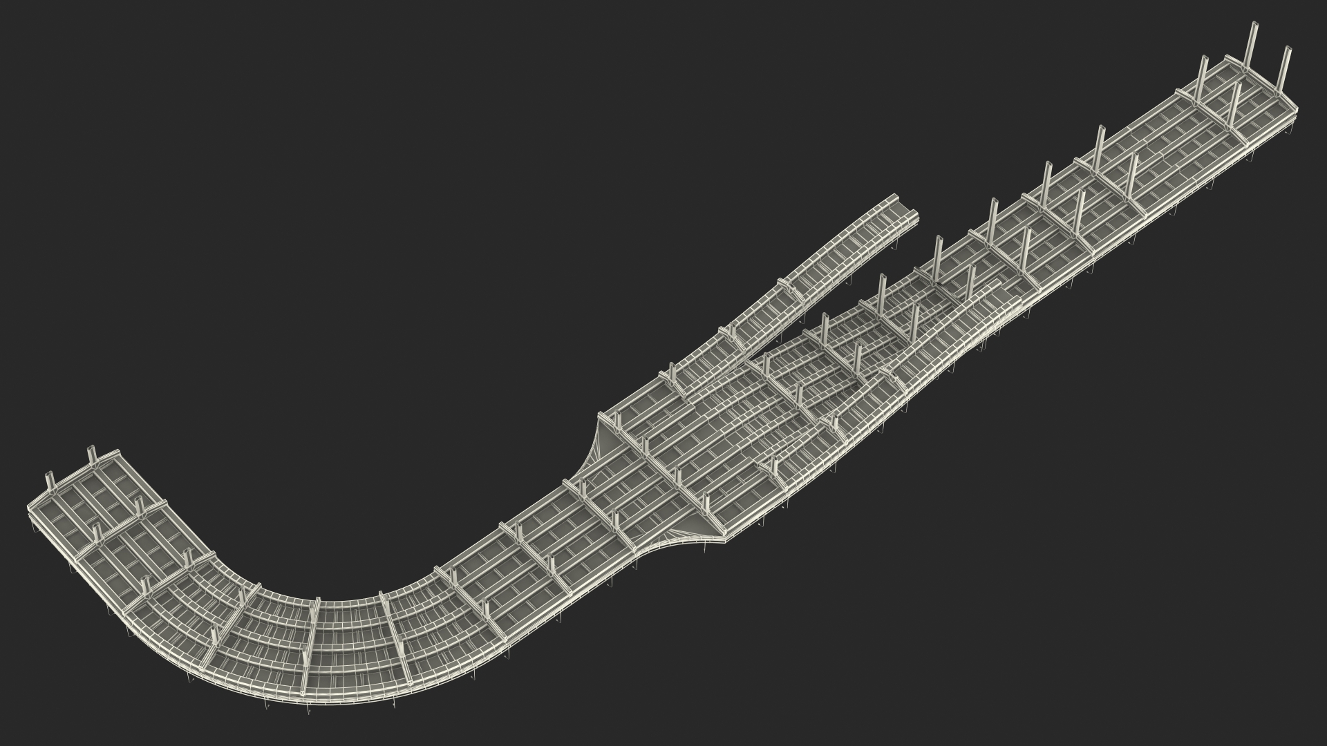 Connectable Highway Road Elements Entrance Ramp 3D