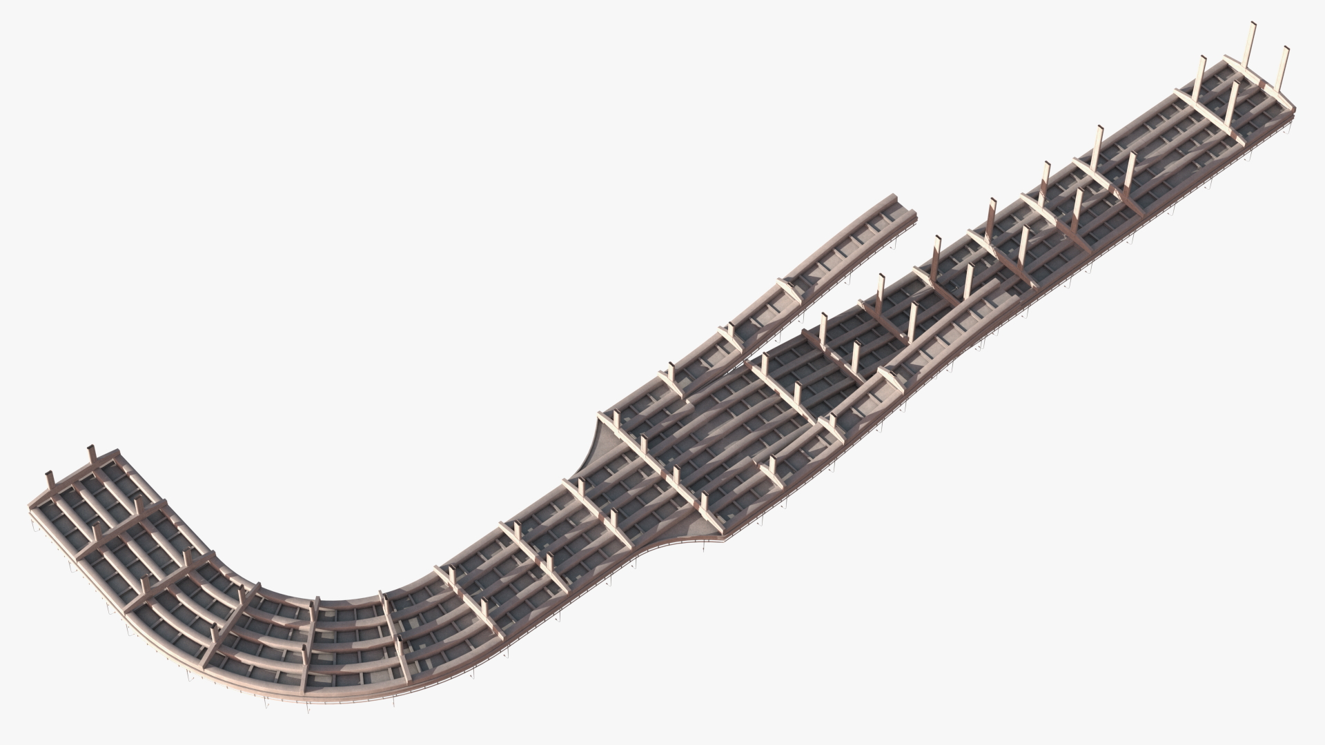 Connectable Highway Road Elements Entrance Ramp 3D