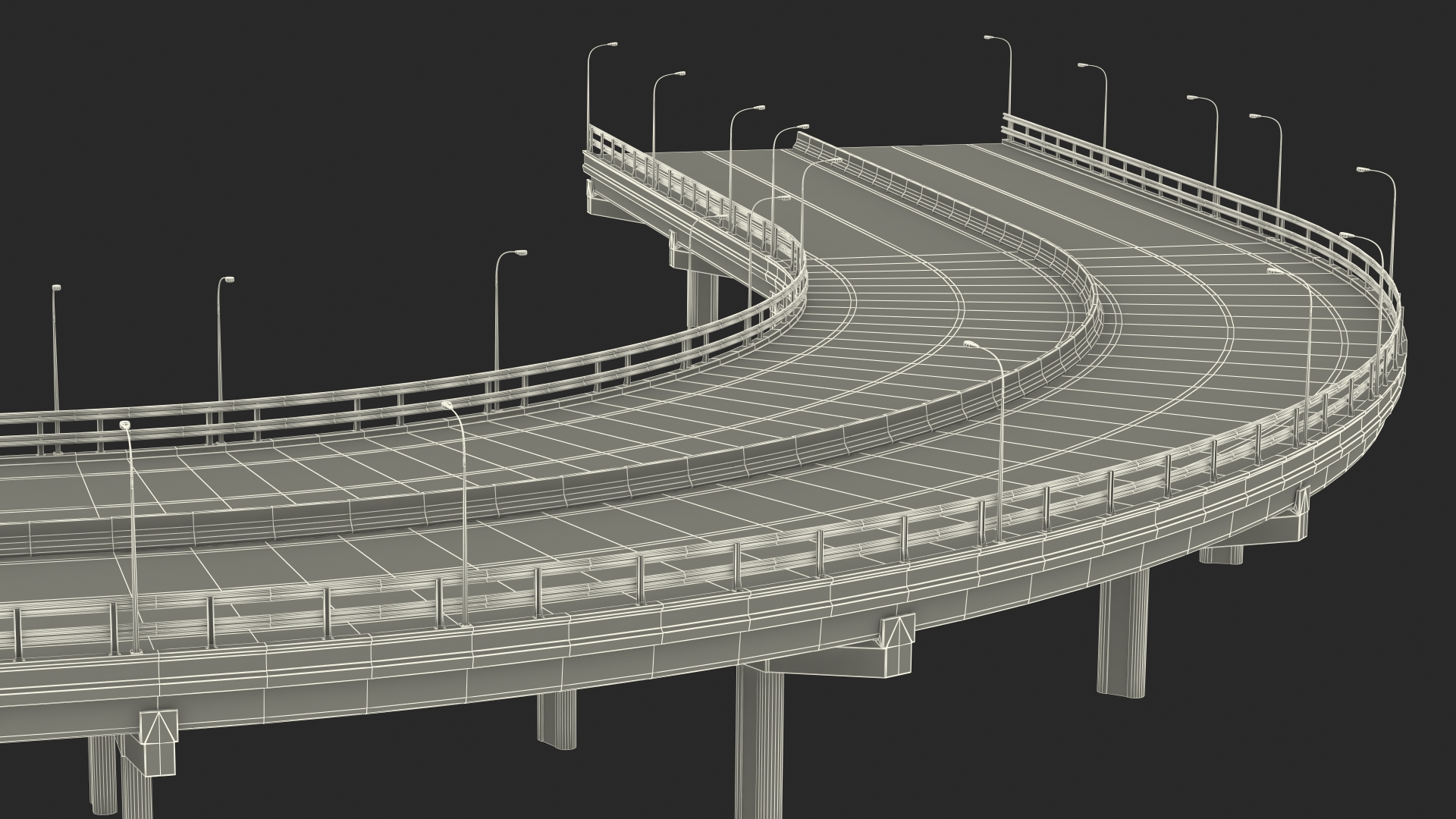 Connectable Highway Road Elements Entrance Ramp 3D