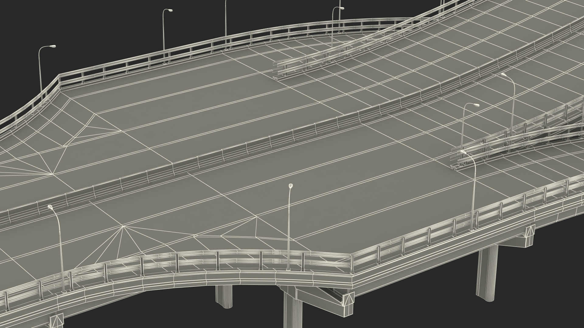Connectable Highway Road Elements Entrance Ramp 3D
