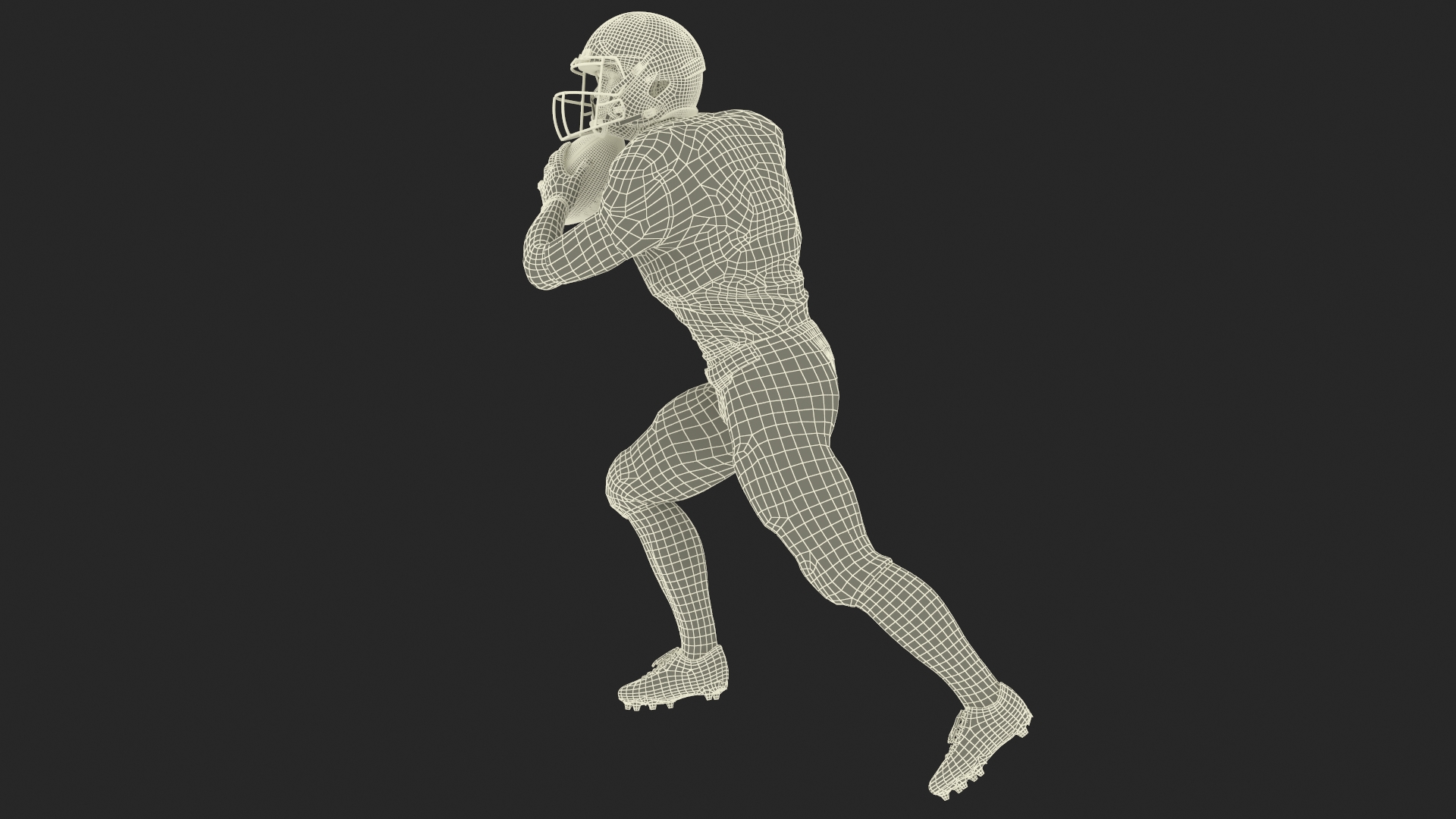 3D model Black Man American Football Player Black Uniform Running The Ball