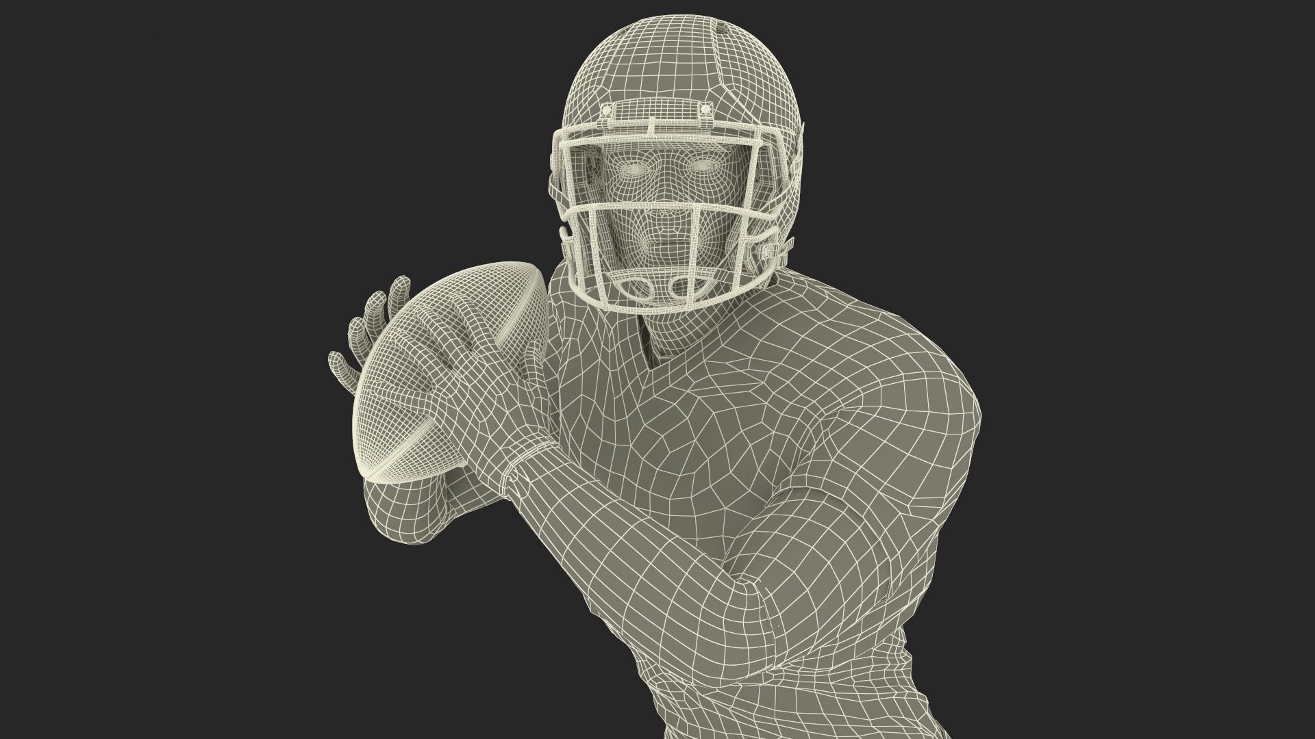 3D model Black Man American Football Player Black Uniform Running The Ball