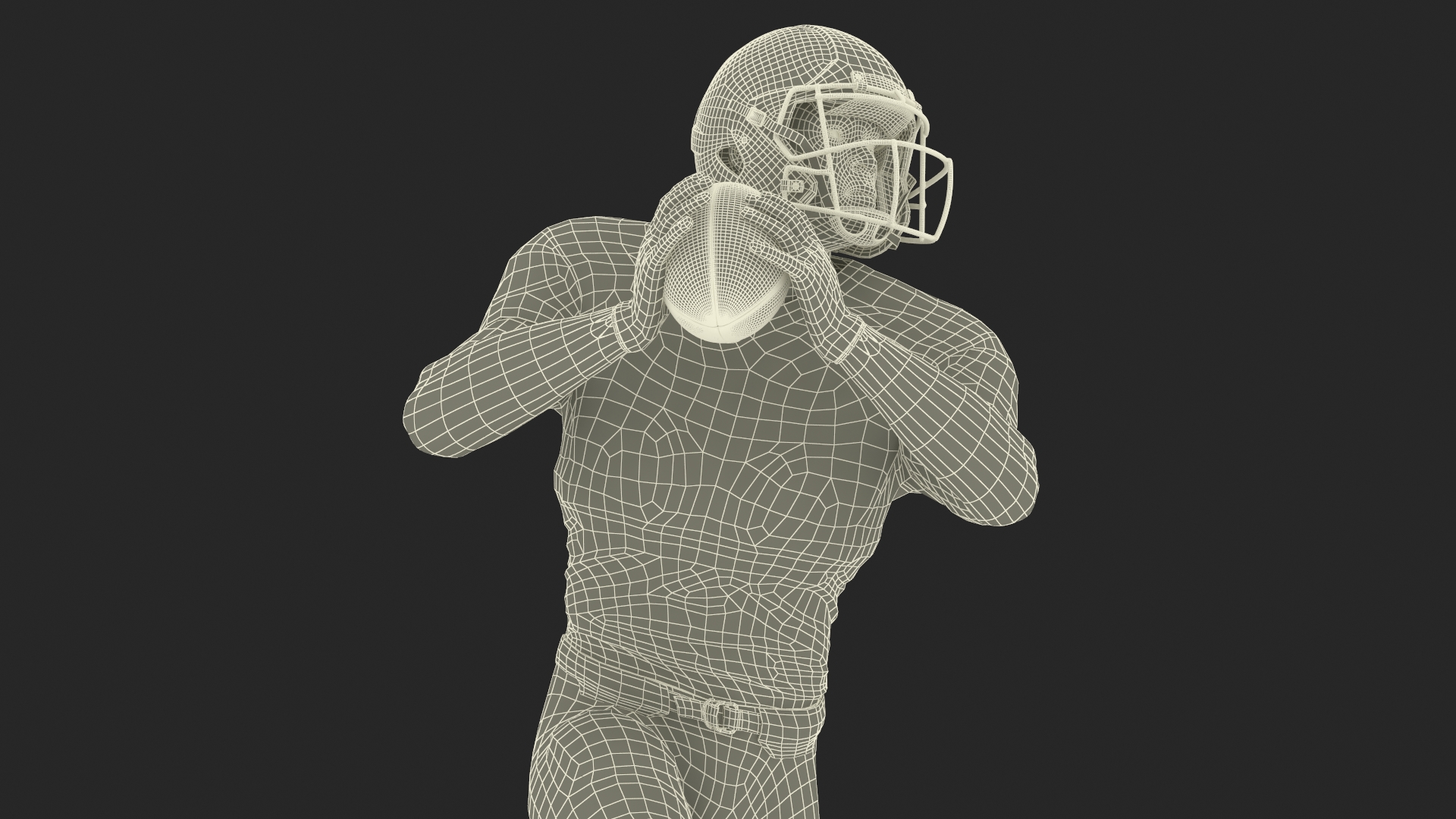 3D model Black Man American Football Player Black Uniform Running The Ball