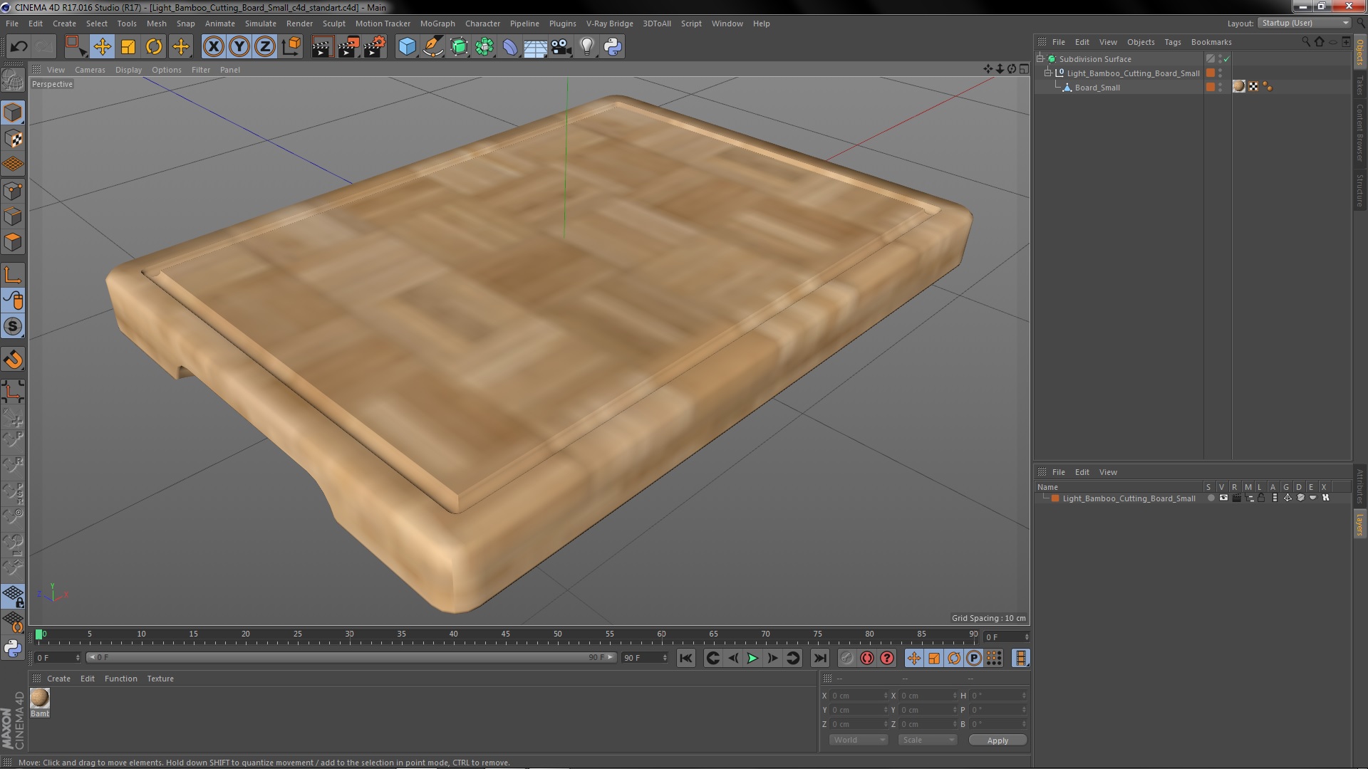 Light Bamboo Cutting Board Small 3D