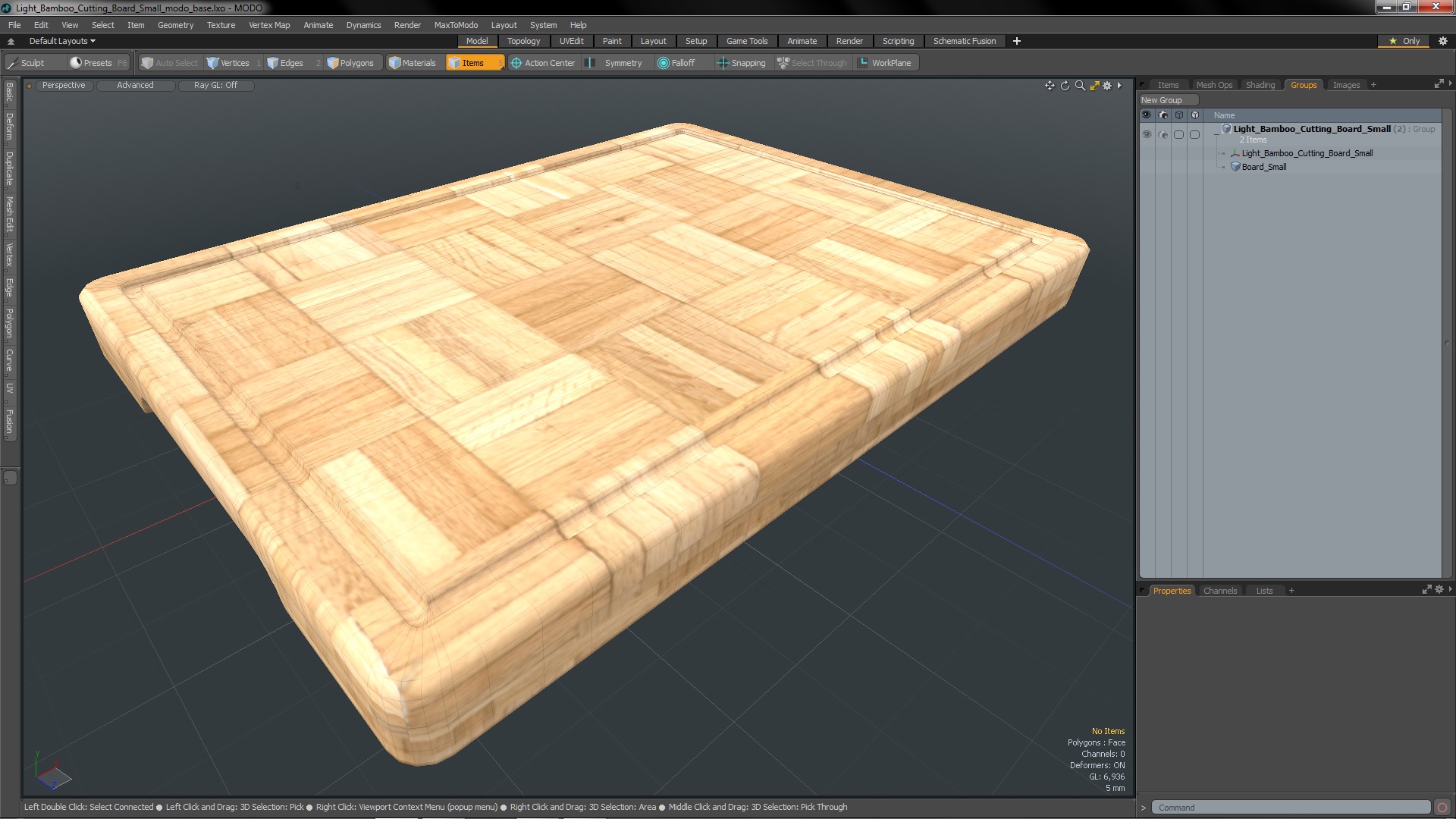 Light Bamboo Cutting Board Small 3D