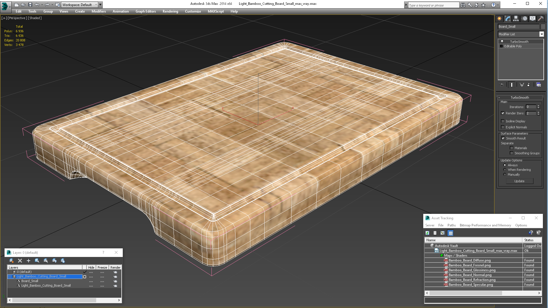 Light Bamboo Cutting Board Small 3D