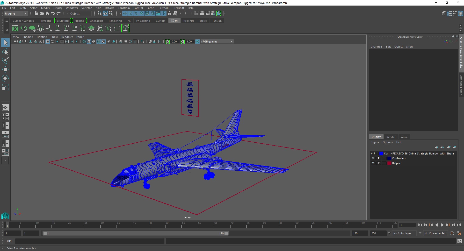 3D Xian H-6 China Strategic Bomber with Strategic Strike Weapon Rigged for Maya