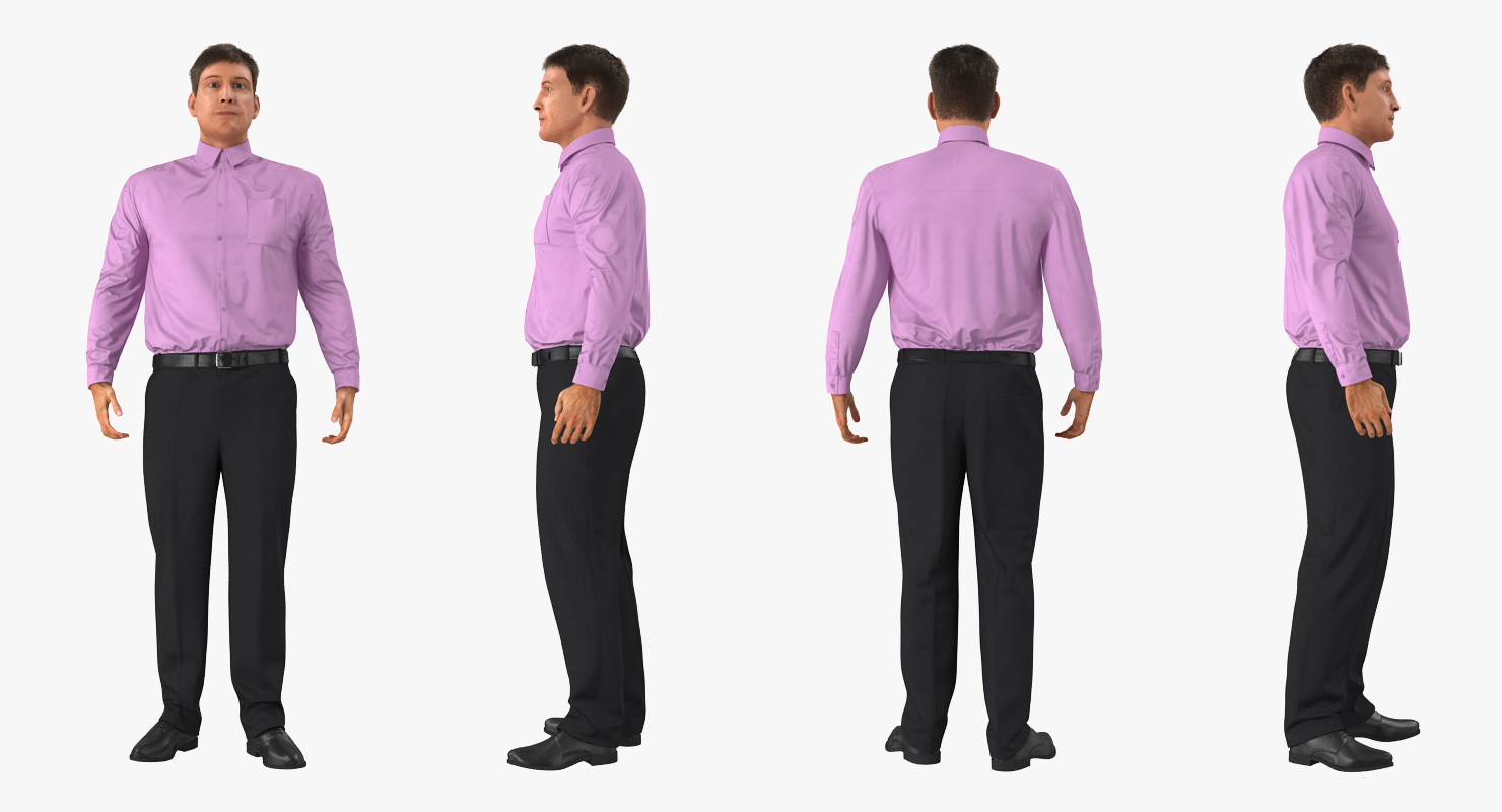 Men Business Casual Dress Rigged 3D