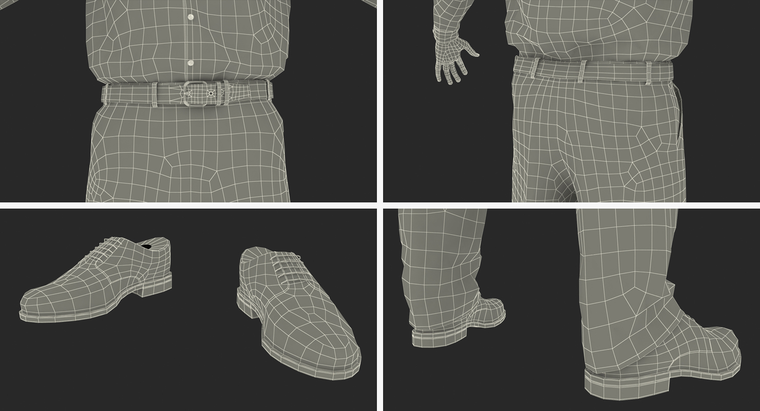 Men Business Casual Dress Rigged 3D