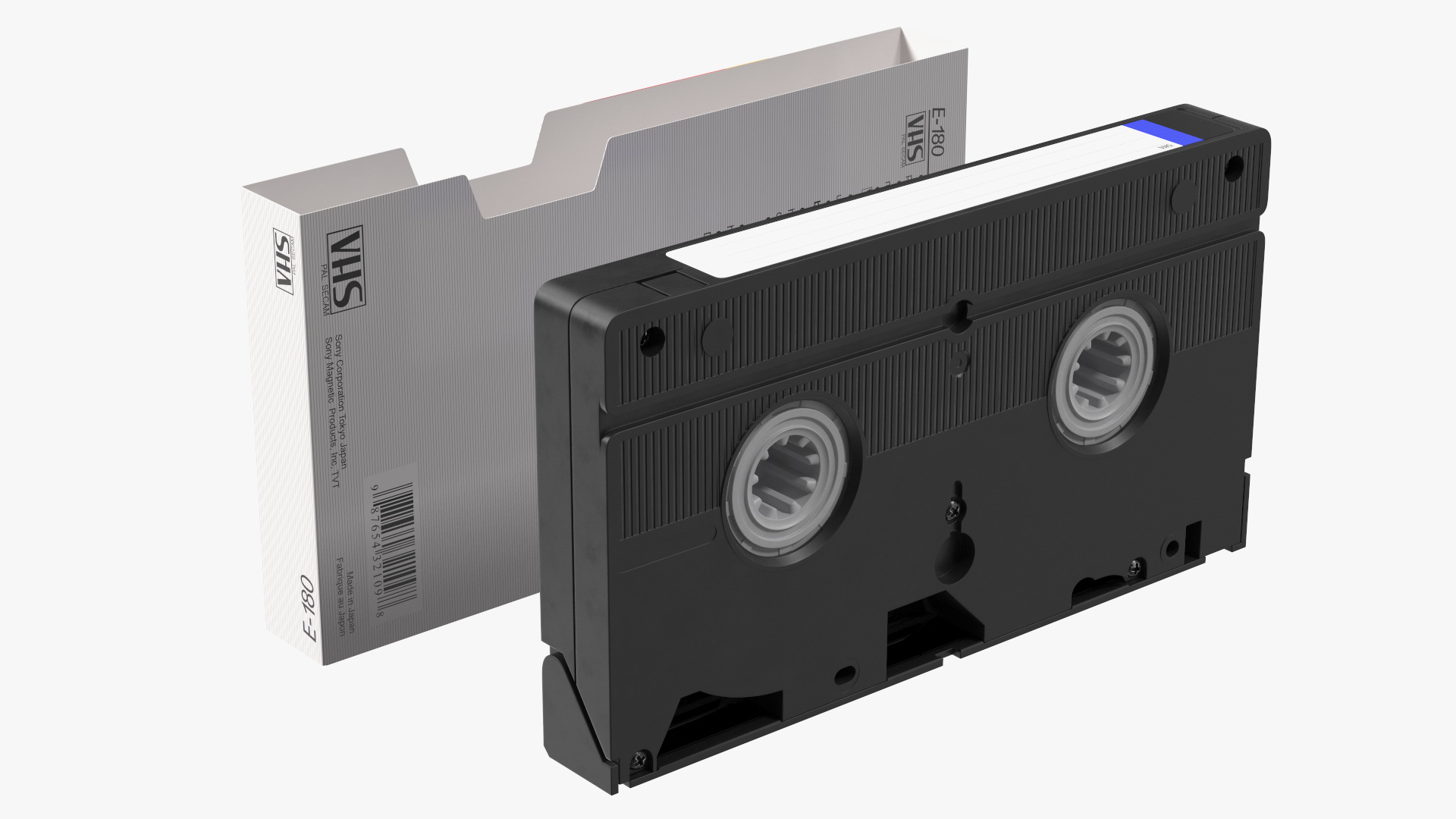 3D Vintage Sony E180 VHS Video Tape with Cover model