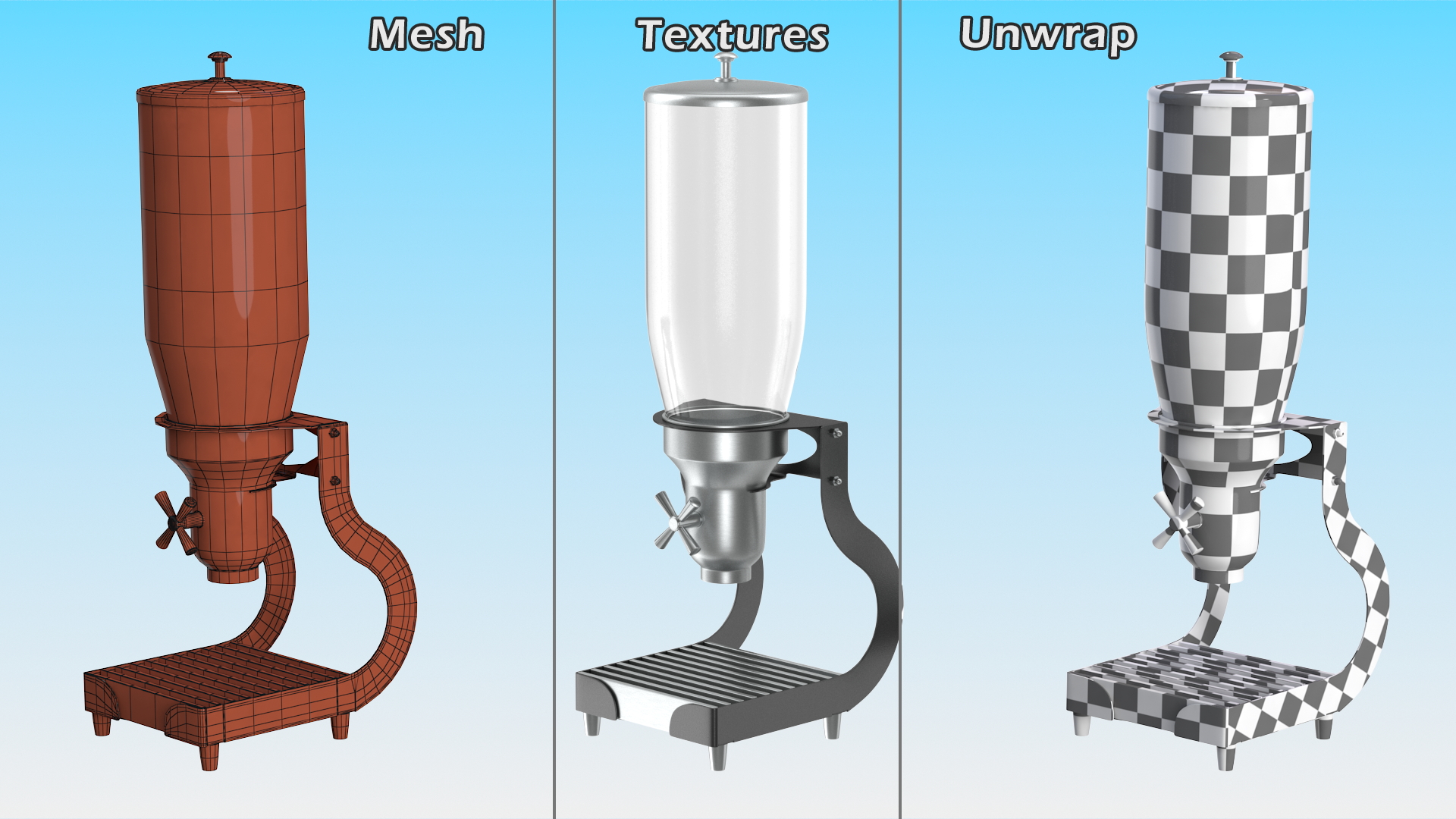 Smart Space Dry Food Dispenser With One Canister Metal Base 3D model