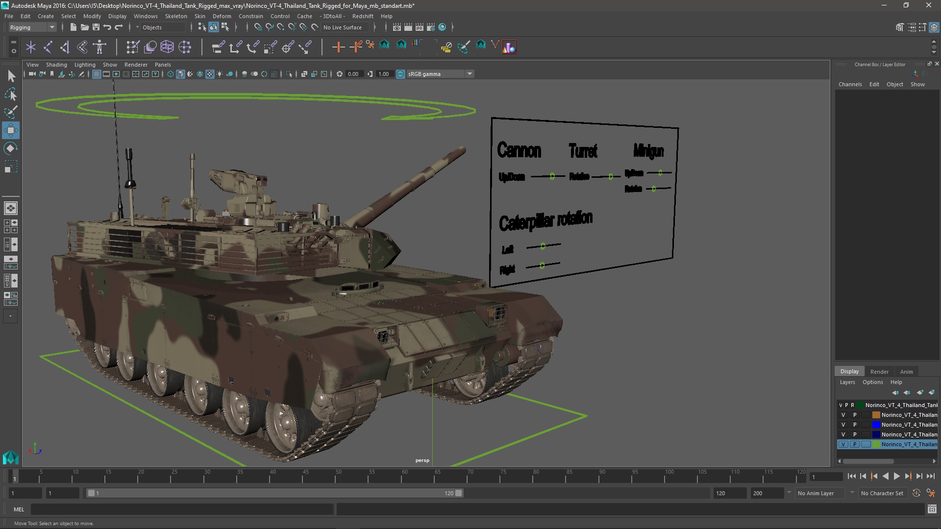 Norinco VT-4 Thailand Tank Rigged for Maya 3D