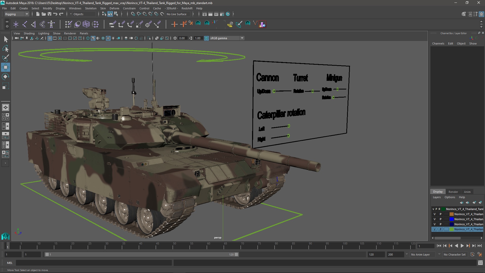 Norinco VT-4 Thailand Tank Rigged for Maya 3D
