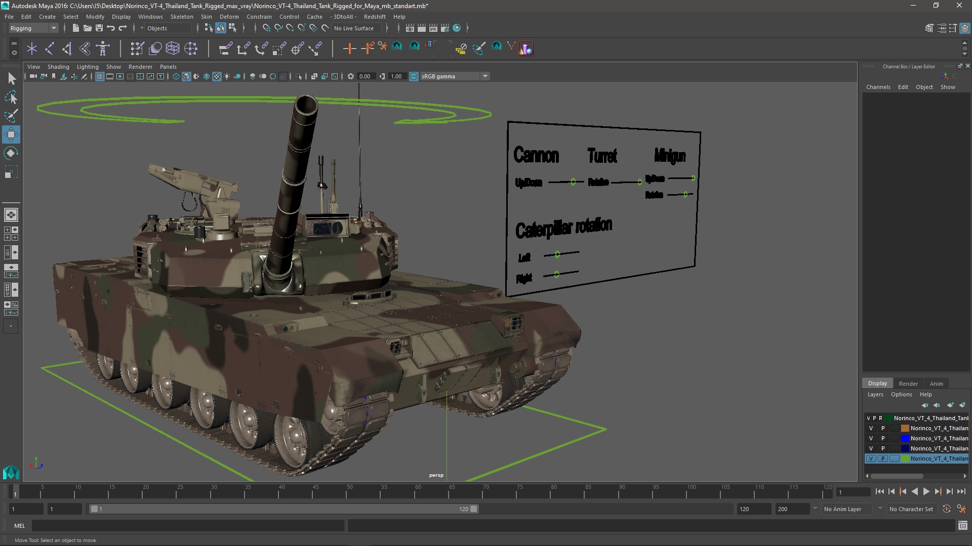 Norinco VT-4 Thailand Tank Rigged for Maya 3D