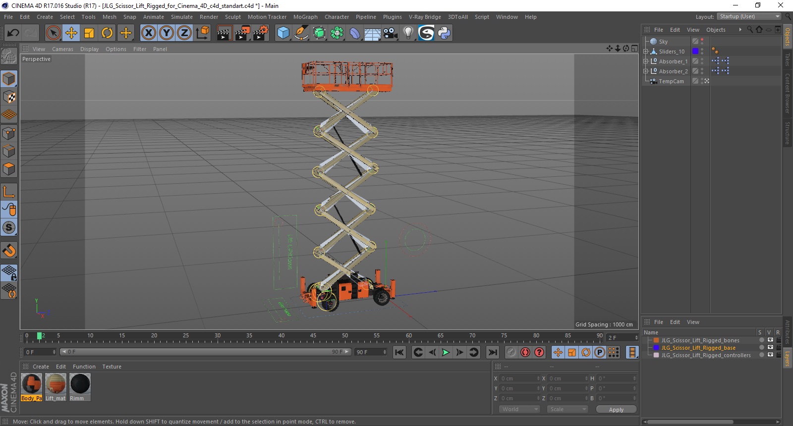 JLG Scissor Lift Rigged for Cinema 4D 3D