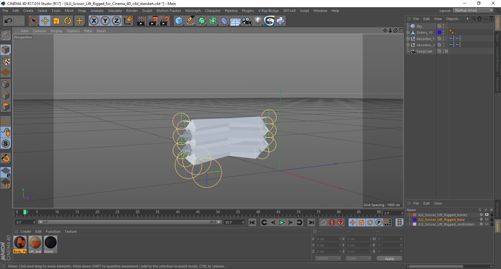 JLG Scissor Lift Rigged for Cinema 4D 3D