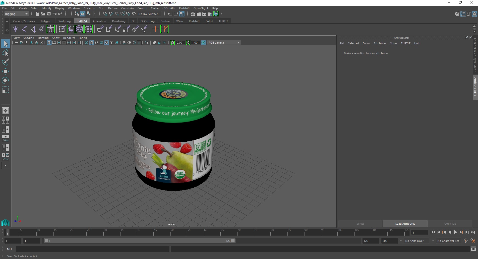 3D model Pear Gerber Baby Food Jar 113g