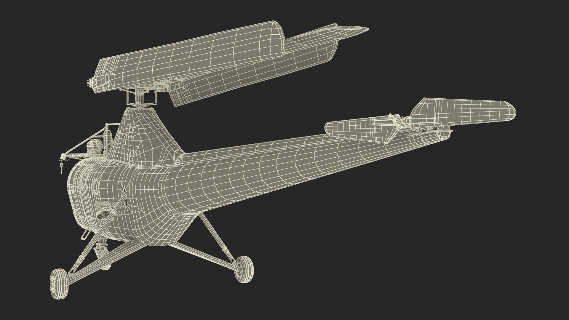 Sikorsky H-5 Navy Helicopter with Folded Blades 3D