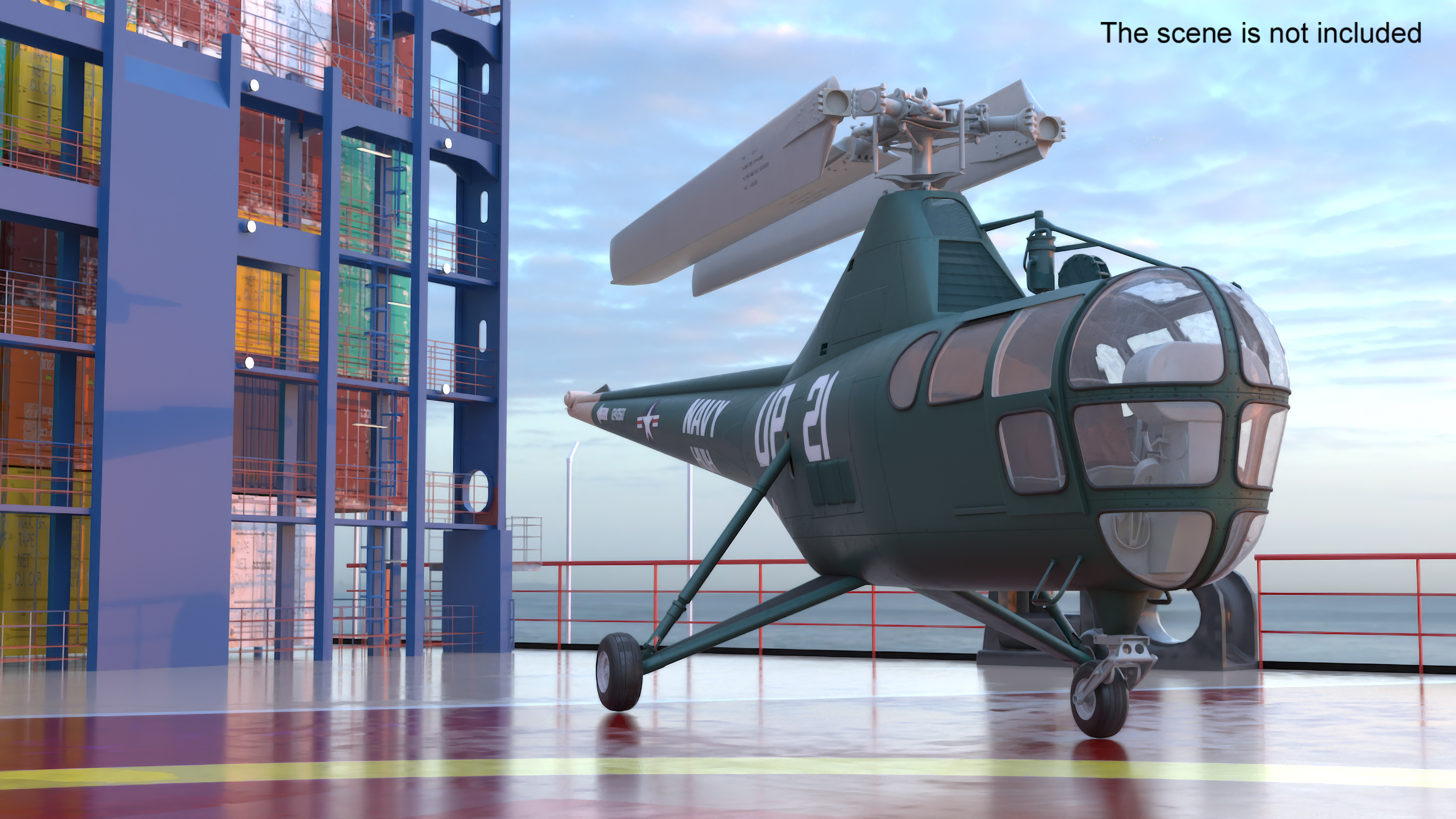 Sikorsky H-5 Navy Helicopter with Folded Blades 3D