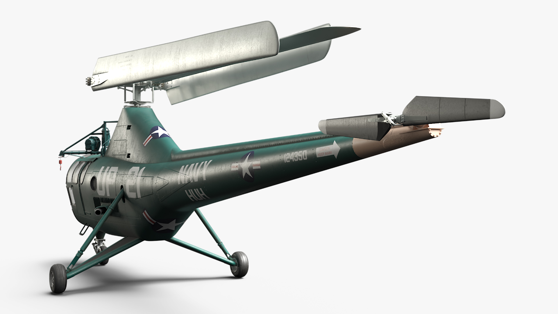 Sikorsky H-5 Navy Helicopter with Folded Blades 3D