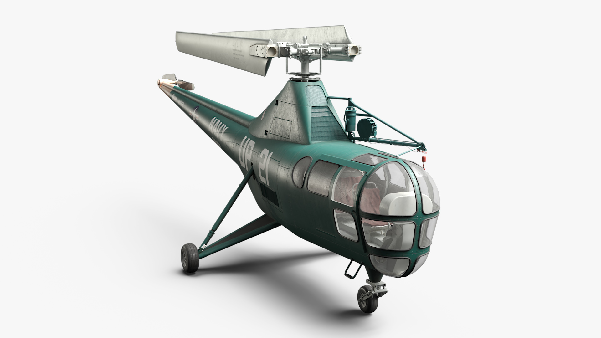 Sikorsky H-5 Navy Helicopter with Folded Blades 3D