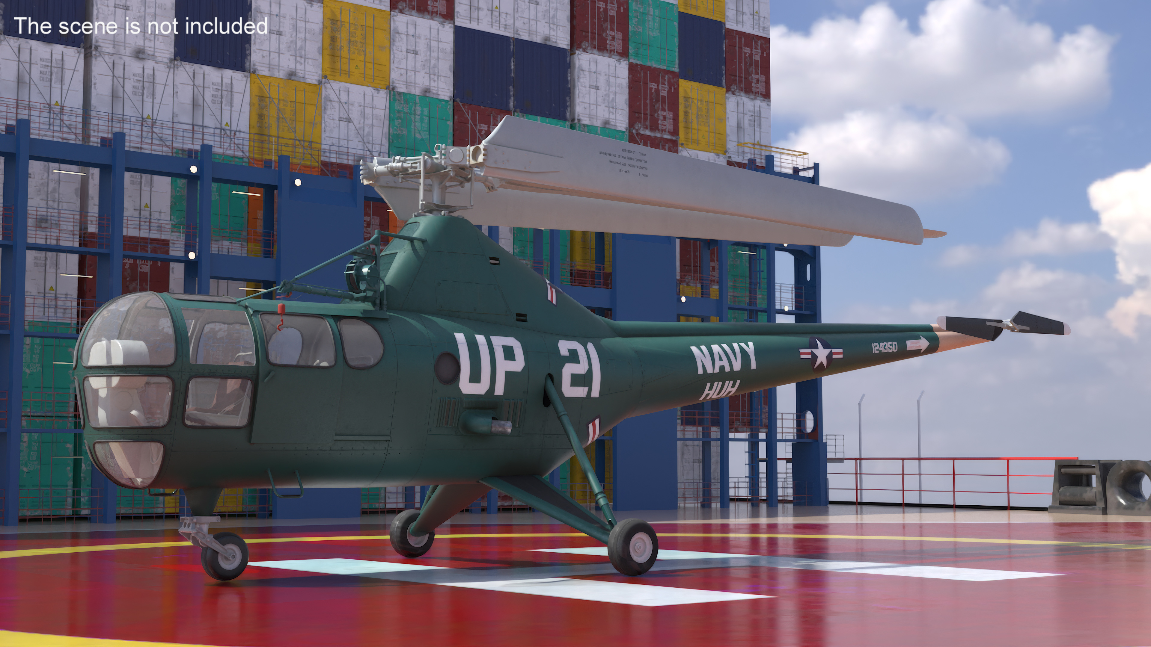 Sikorsky H-5 Navy Helicopter with Folded Blades 3D