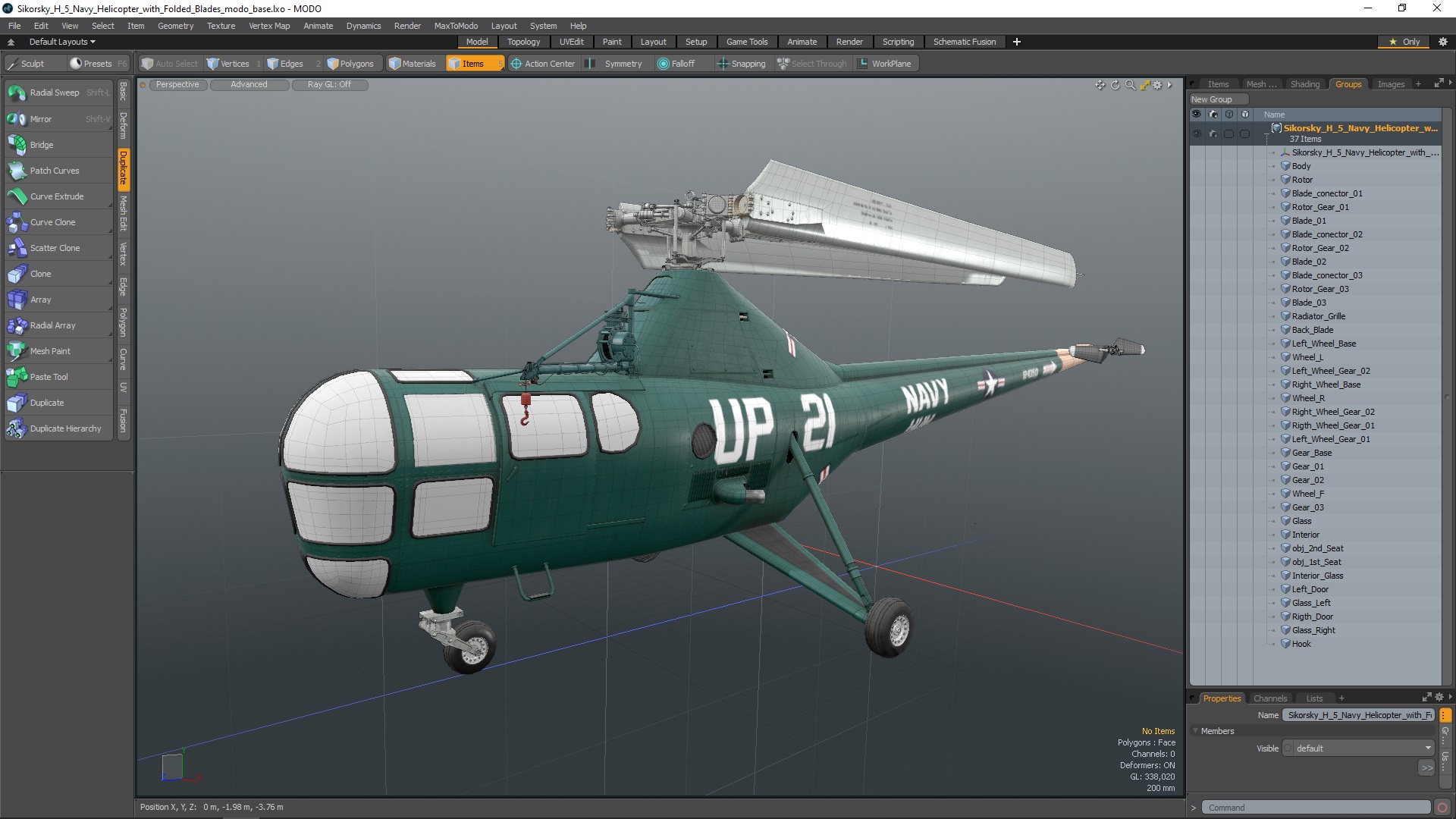 Sikorsky H-5 Navy Helicopter with Folded Blades 3D