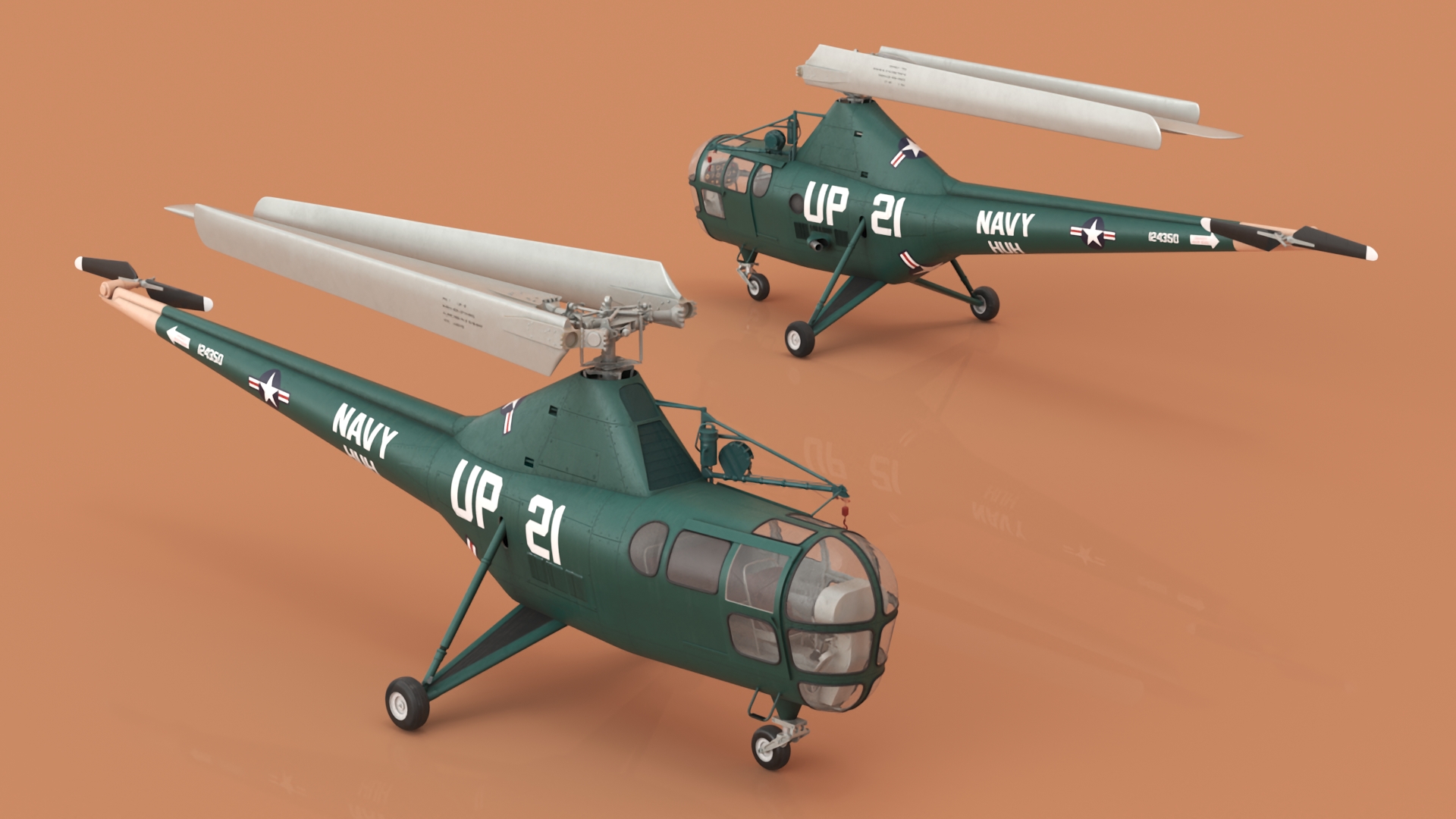 Sikorsky H-5 Navy Helicopter with Folded Blades 3D