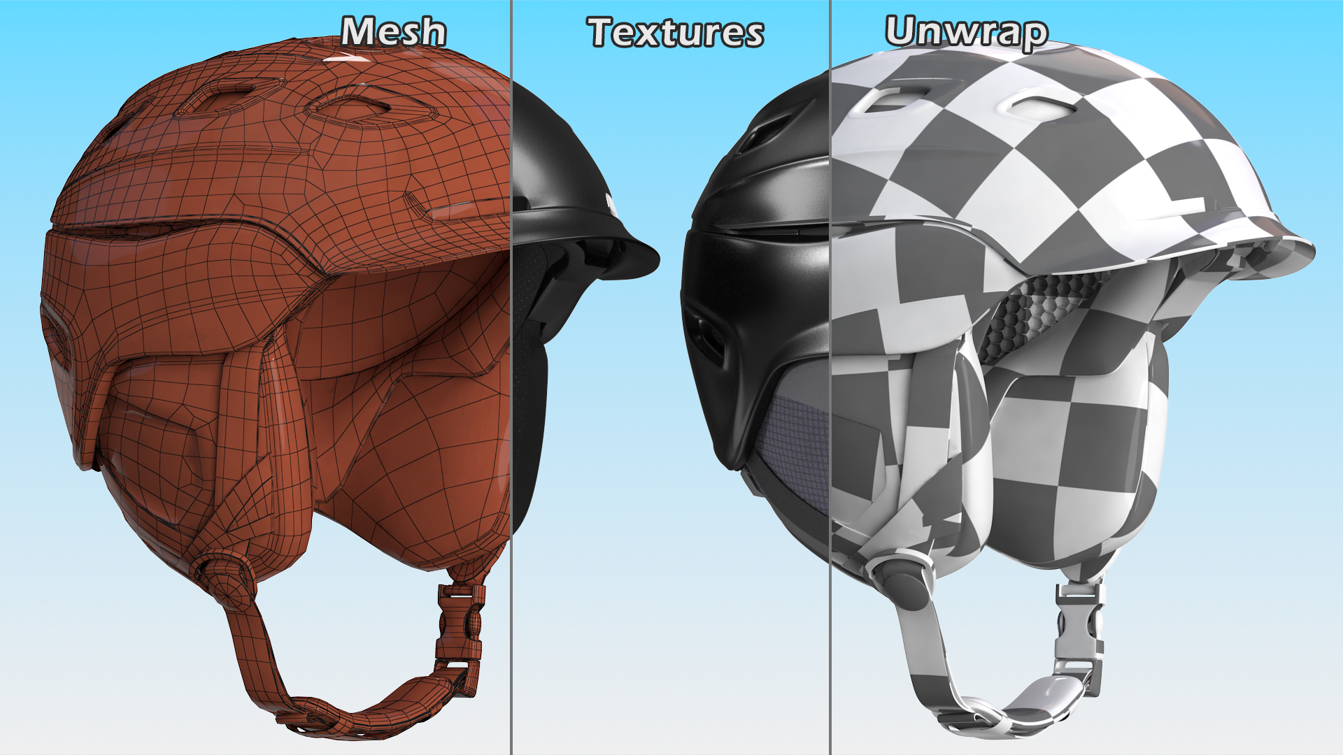 3D Mens Snow Helmet Matte Black model