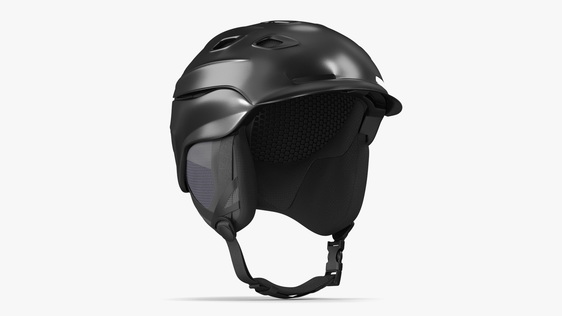 3D Mens Snow Helmet Matte Black model