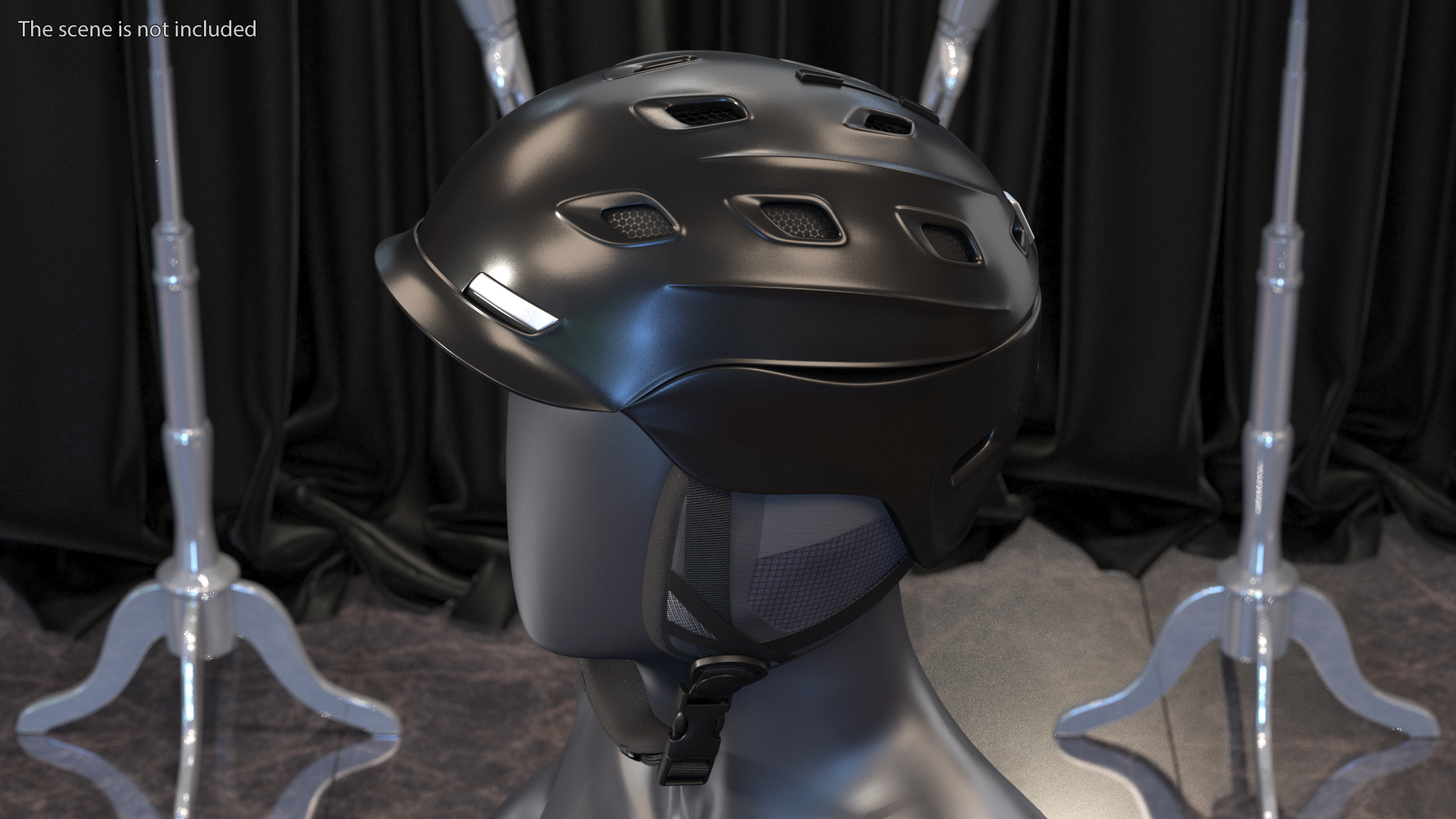 3D Mens Snow Helmet Matte Black model