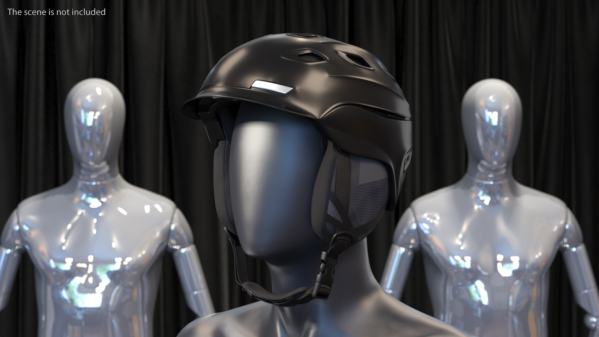 3D Mens Snow Helmet Matte Black model